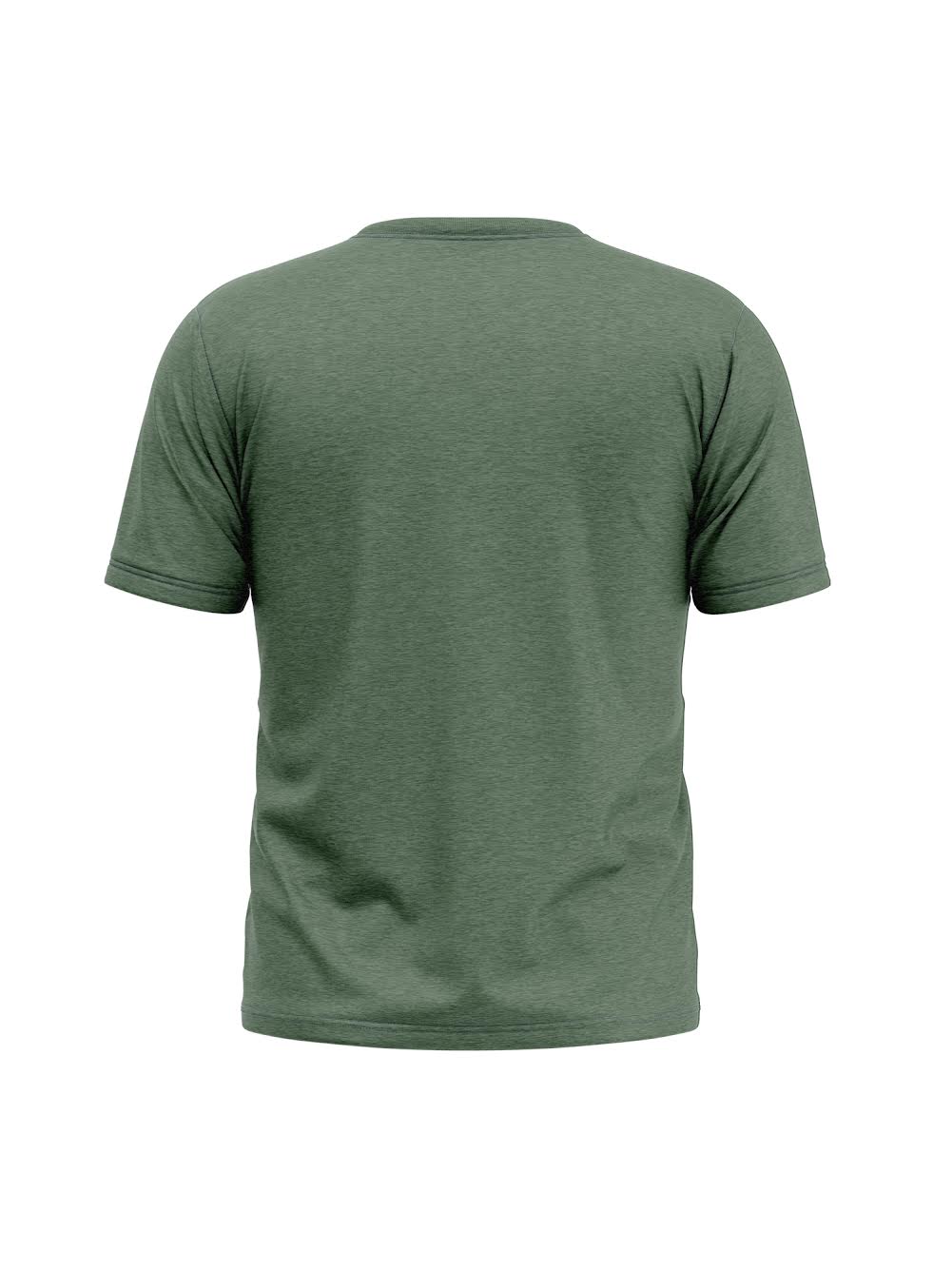 Back view of the SBG Roll With Intention T-Shirt in green, featuring short sleeves and a crew neckline, displayed on a white background.