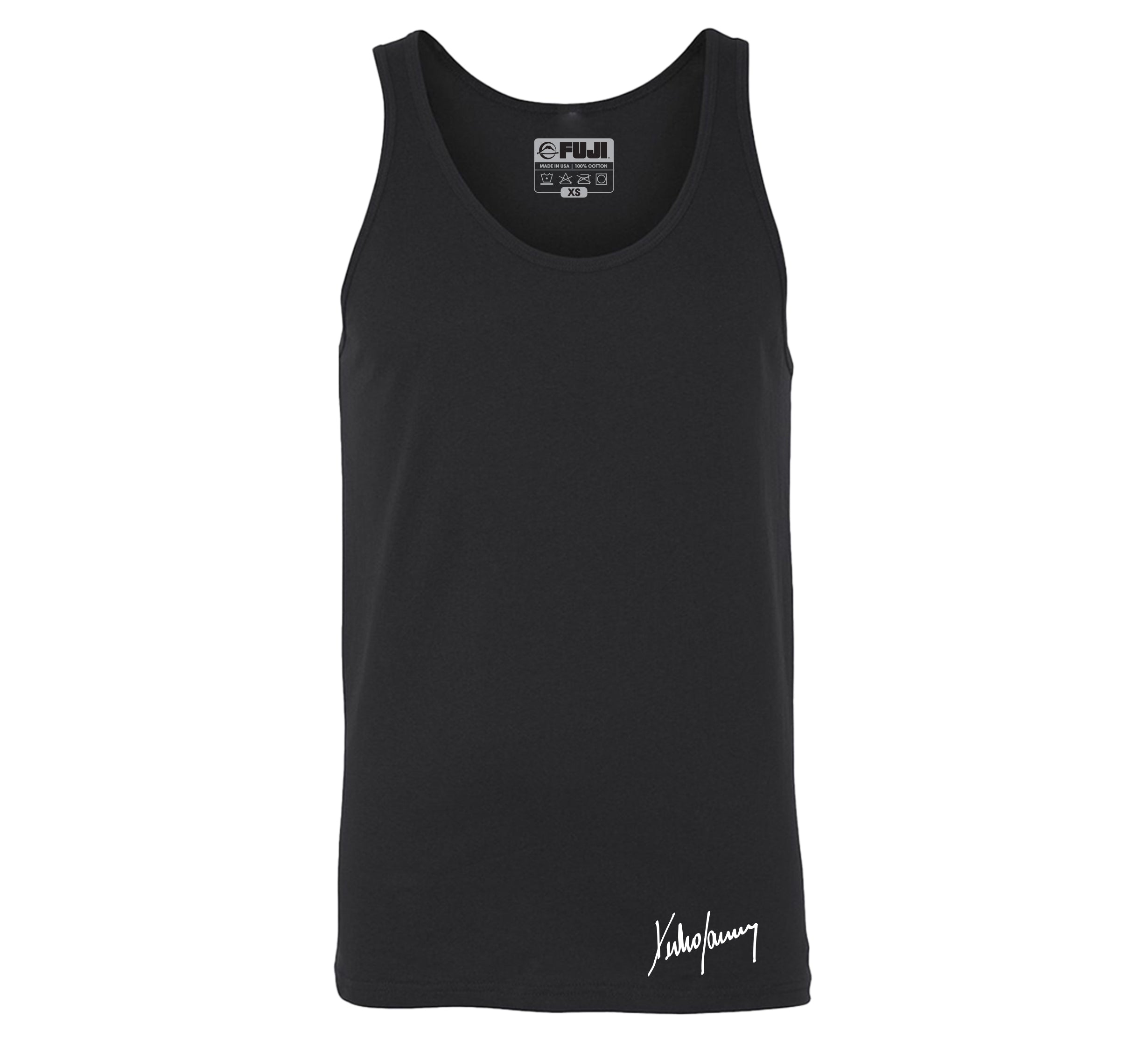 The Pedro Sauer Tank Top Black is a sleeveless top with a small white signature graphic near the front bottom hem.