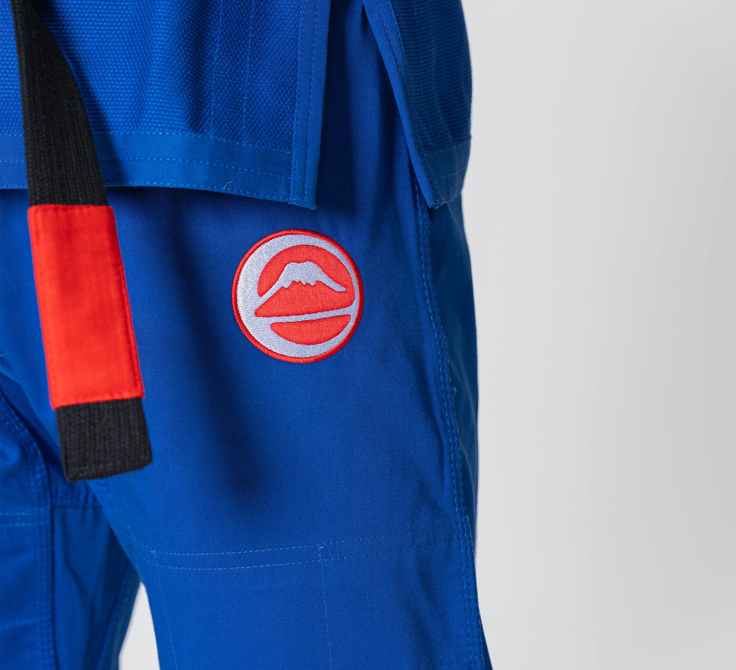 A close-up of the Competition BJJ Gi Blue.