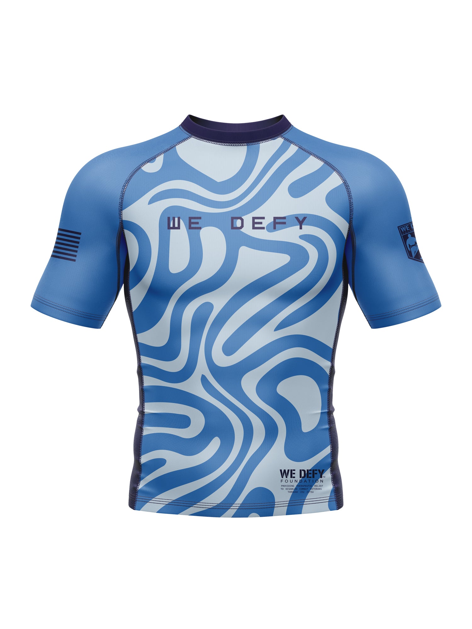 We Defy Short Sleeve Youth Flow Rashguard Blue