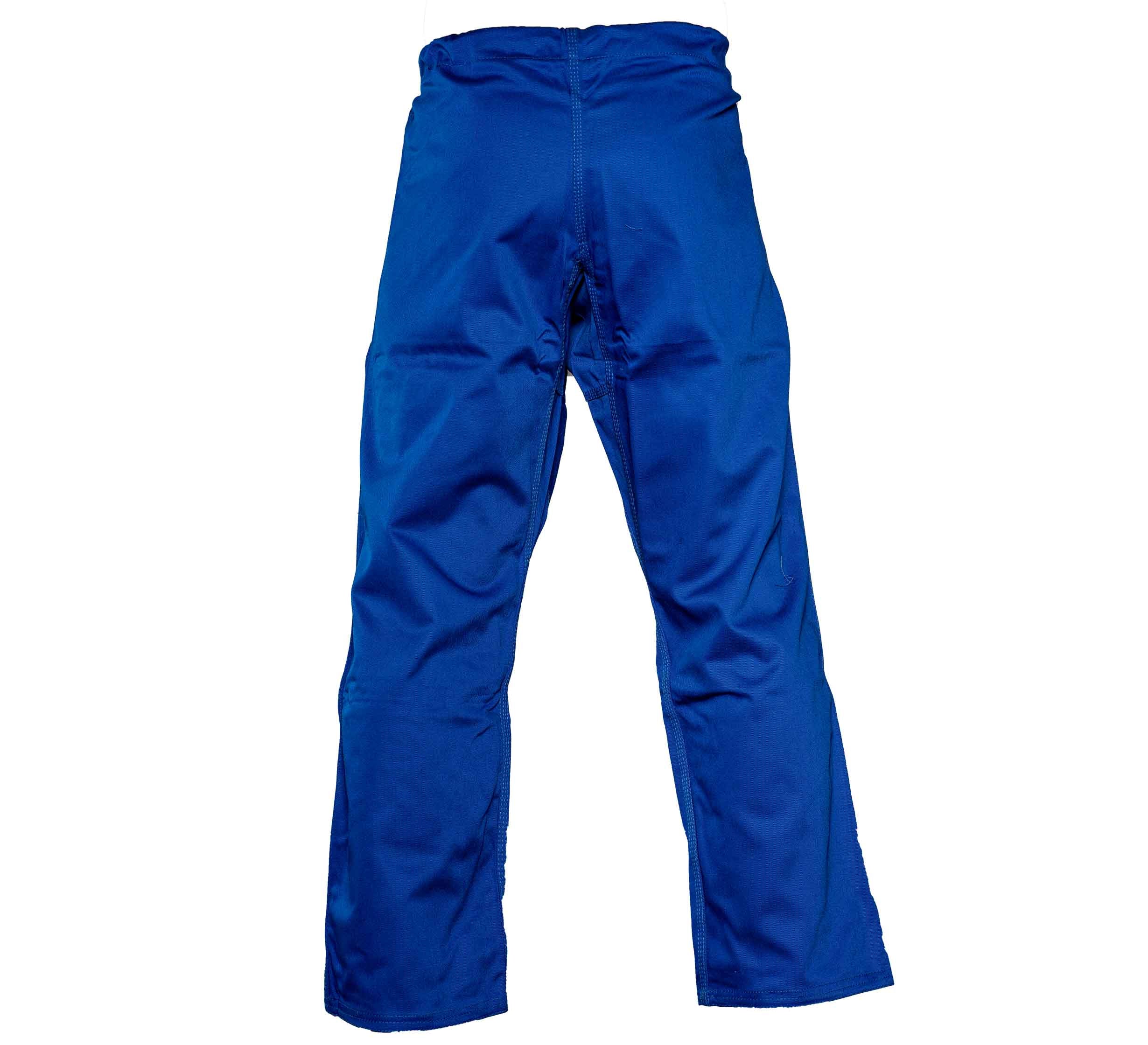 BJJ Adult Gi Pants in blue, displayed from the back and laid flat against a white background.