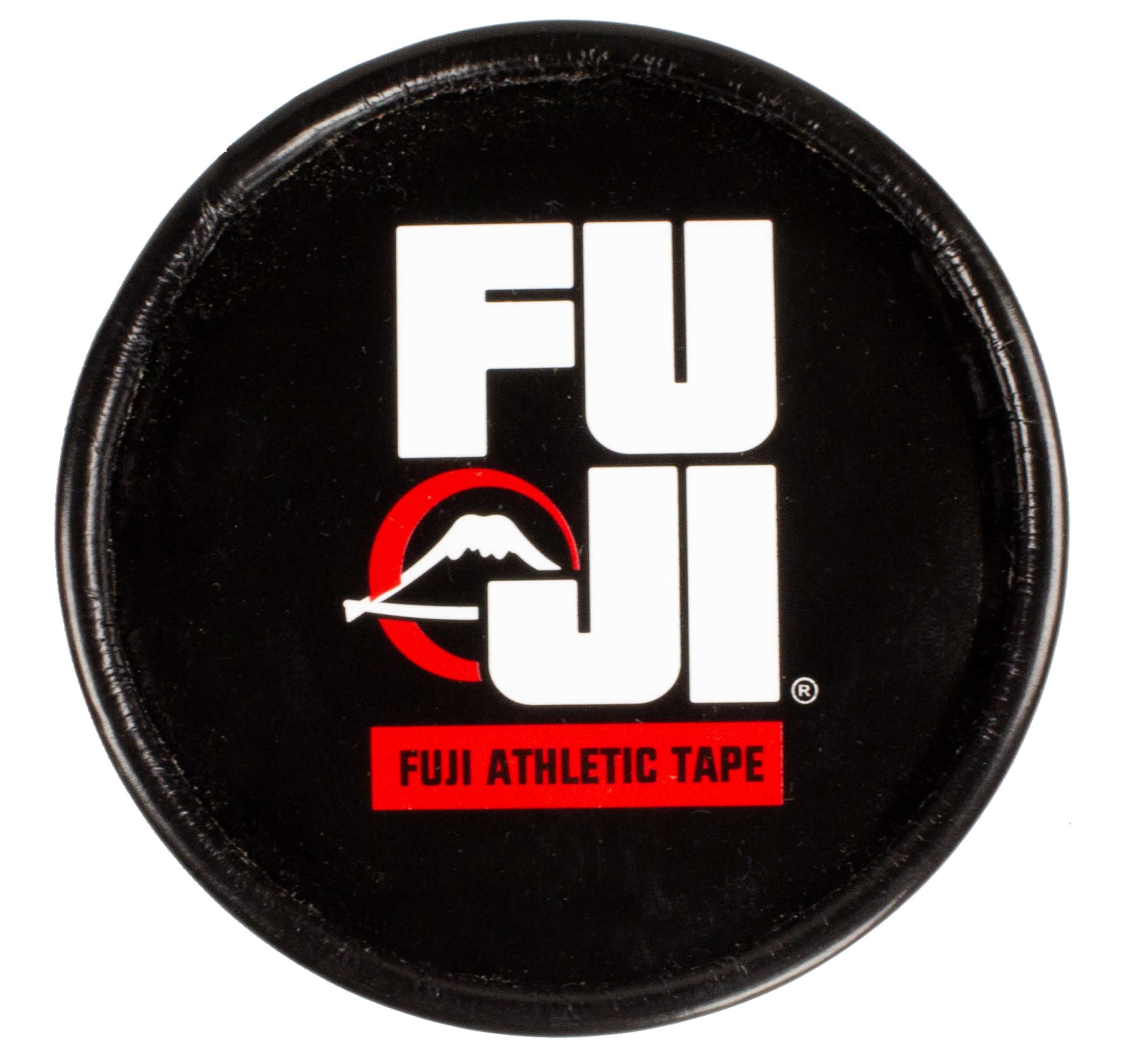 A round black lid displays "FUJI" in bold white letters, a red circle with a mountain graphic, and "Finger and Joint Tape Combo Pack (4 Count)" in white on a red background at the bottom.