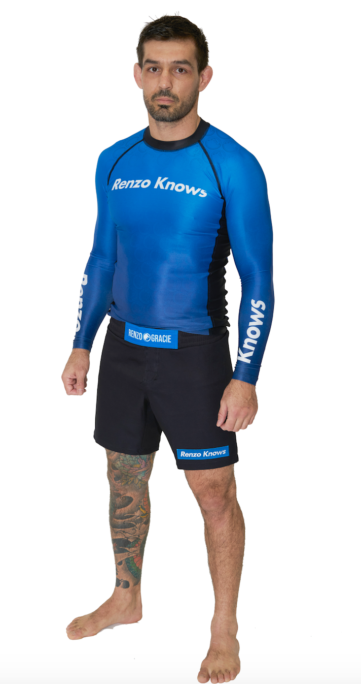 Renzo Gracie Limited Edition Renzo Knows Long Sleeve Rashguard Blue/Black