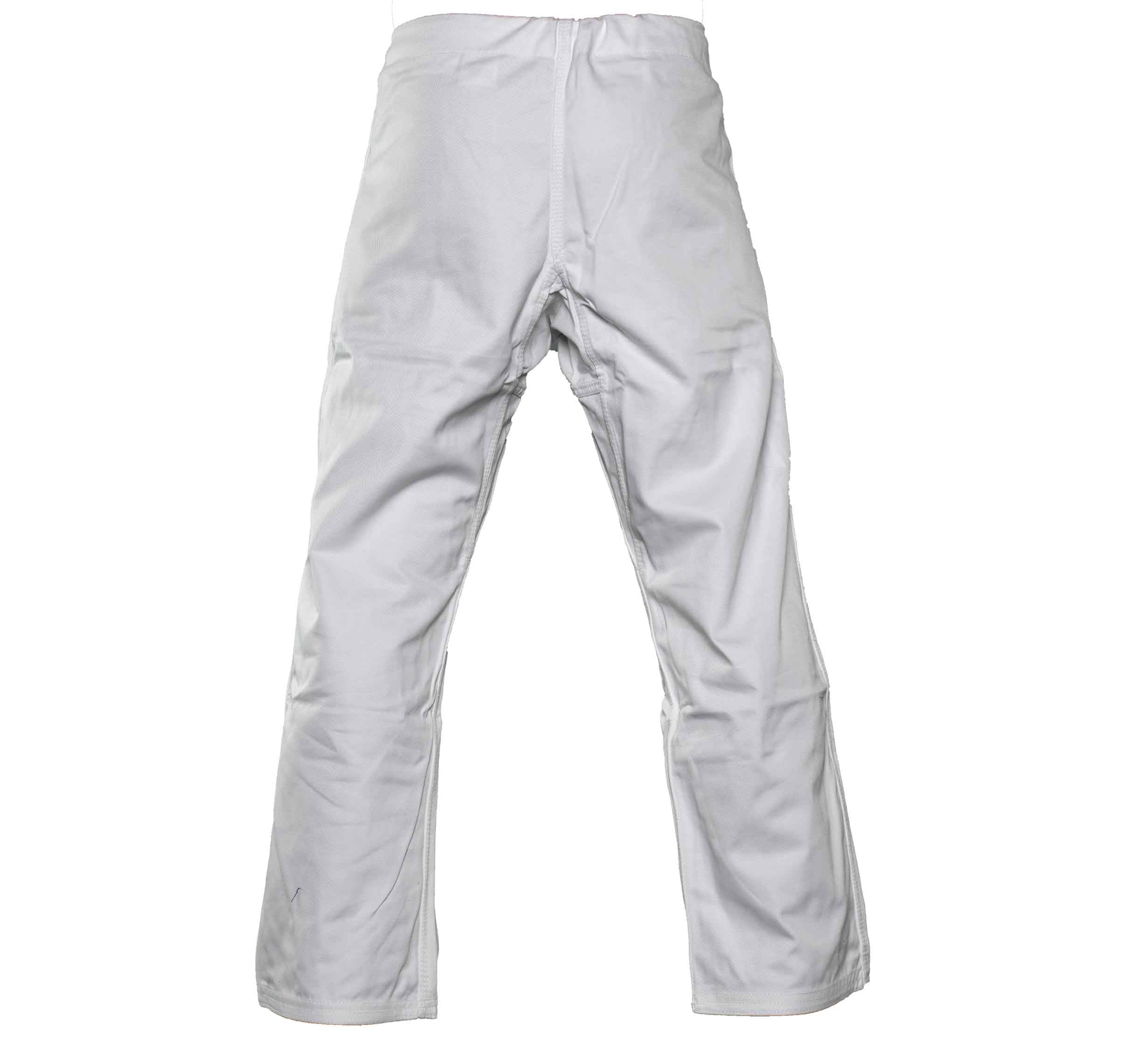 BJJ Adult Gi Pants with a straight leg cut are shown from the front against a white background. The pants are plain white and unadorned.