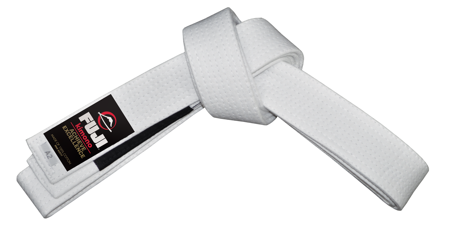 The Jiu Jitsu Adult Belt, featuring a FUJI brand label, is tied in a knot against a plain white background.