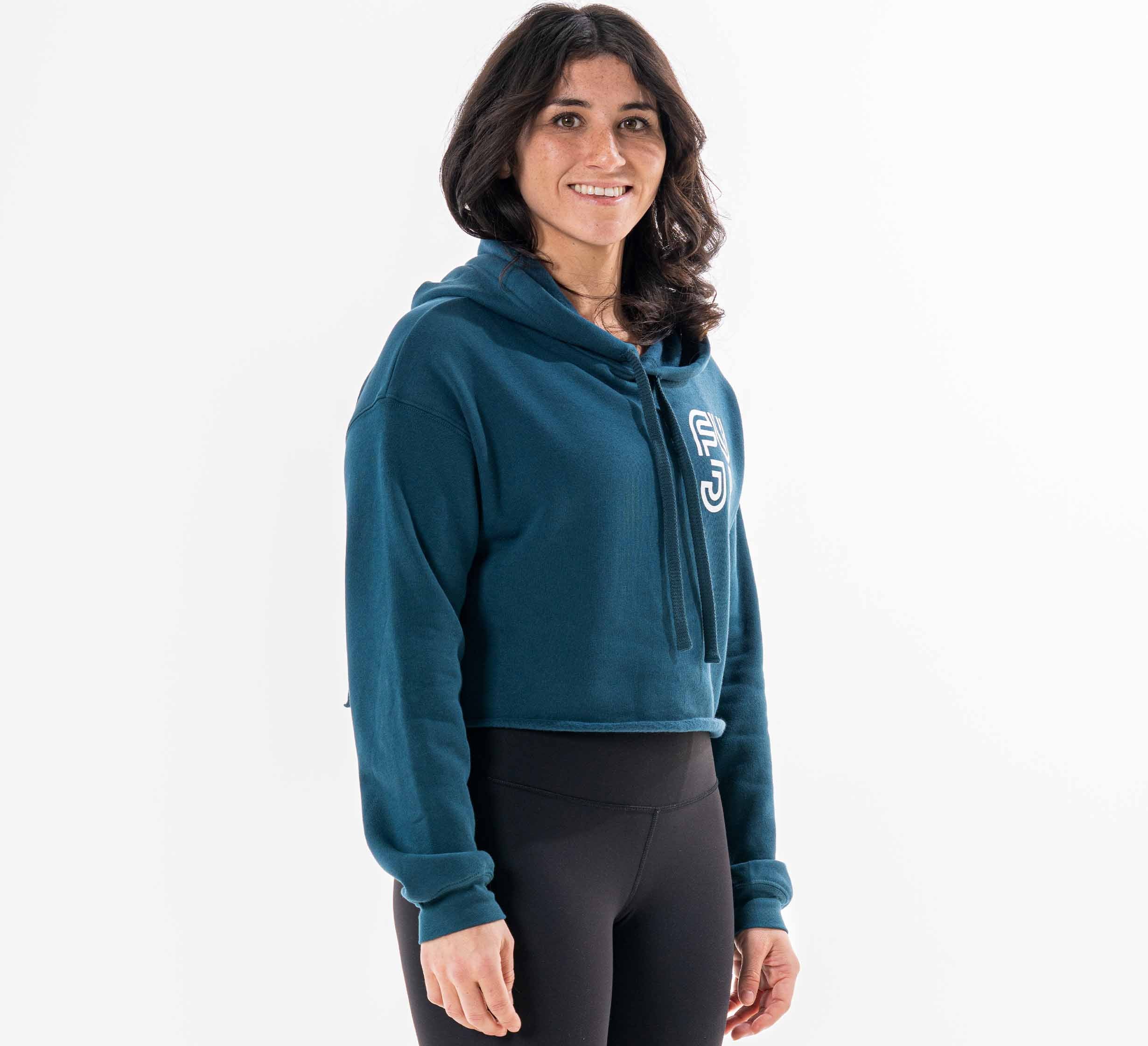 Womens Jiu Jitsu Rally Crop Hoodie Blue