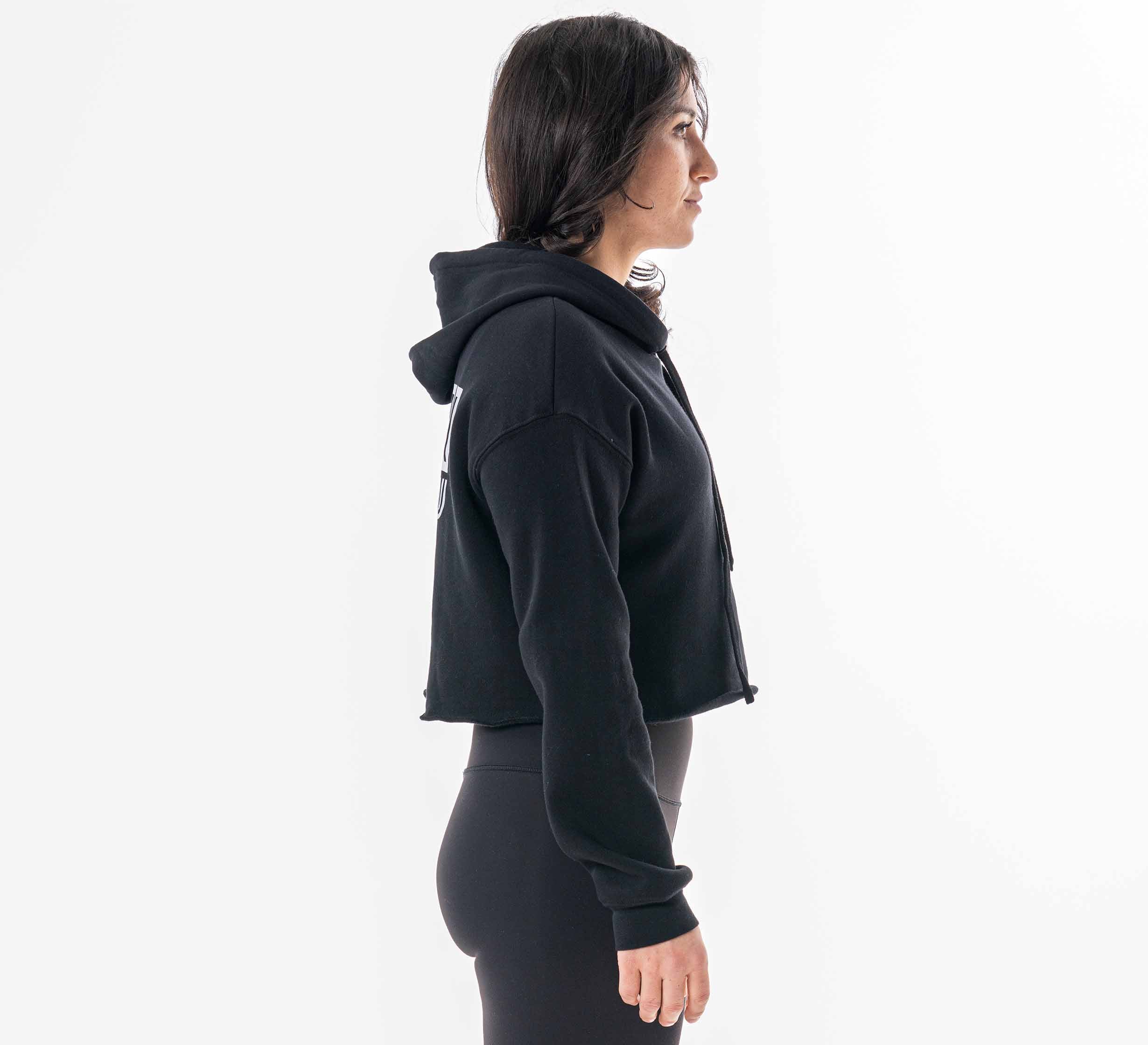 Womens Jiu Jitsu Rally Crop Hoodie Black