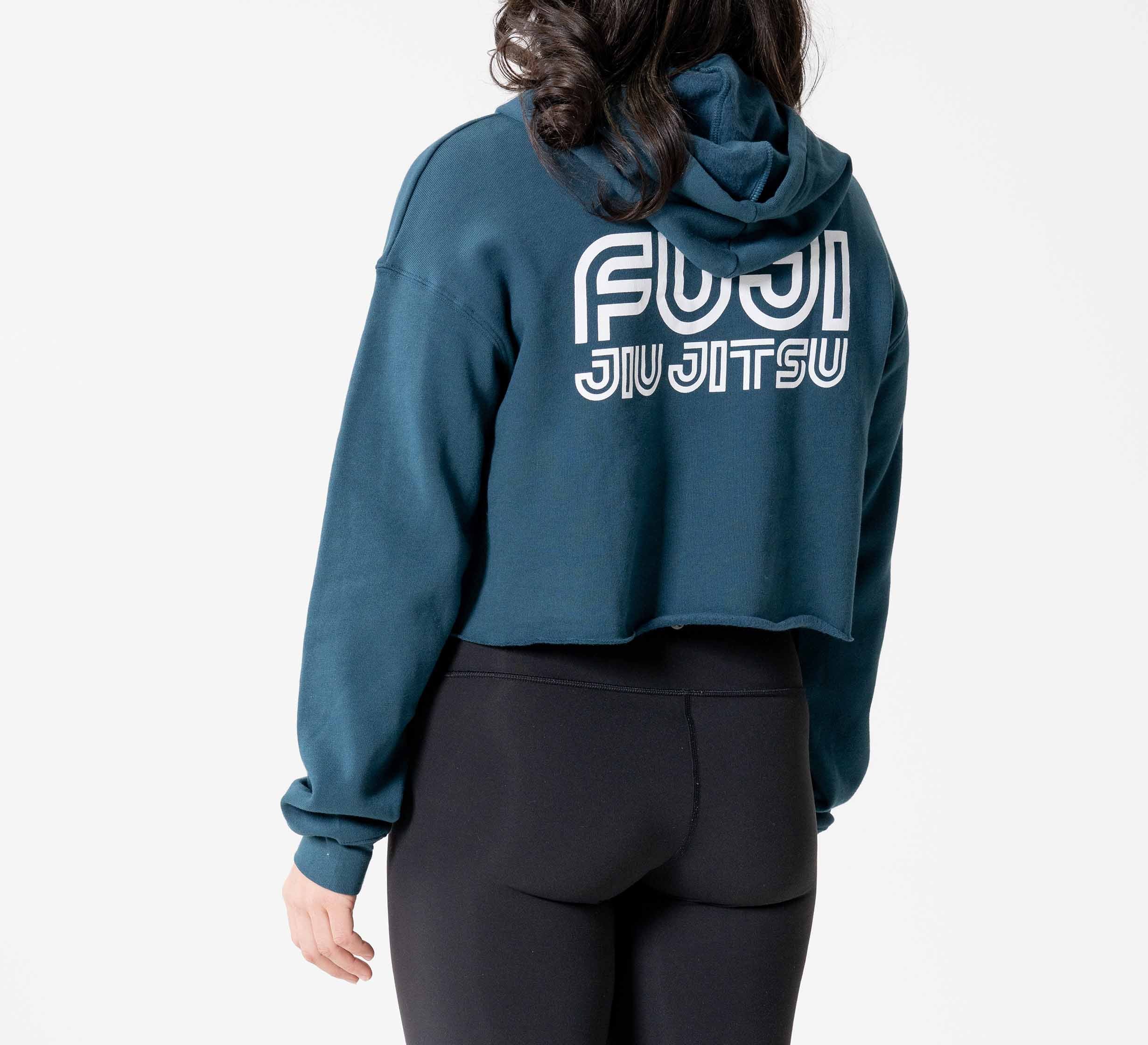 Womens Jiu Jitsu Rally Crop Hoodie Blue