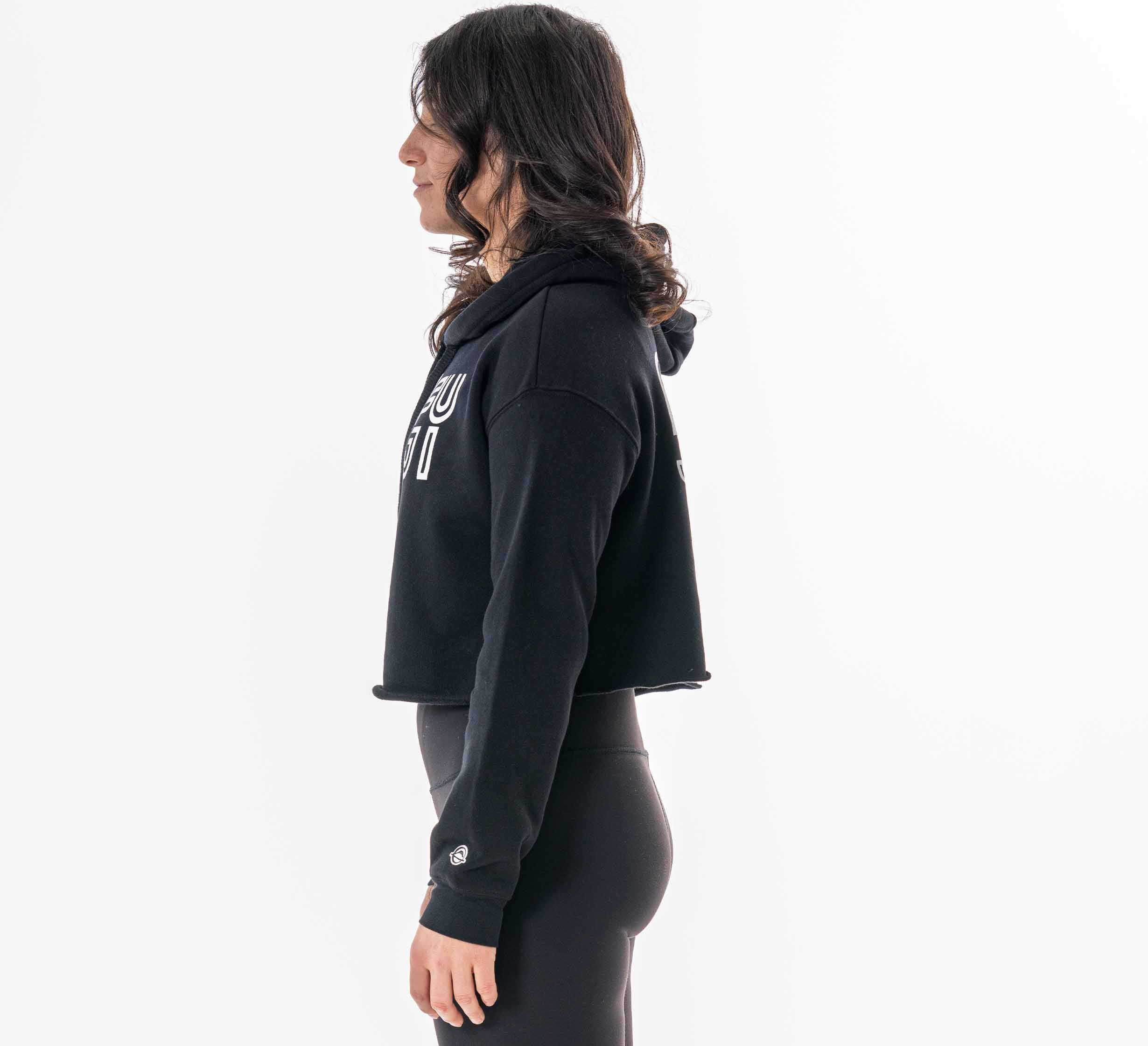 Womens Jiu Jitsu Rally Crop Hoodie Black