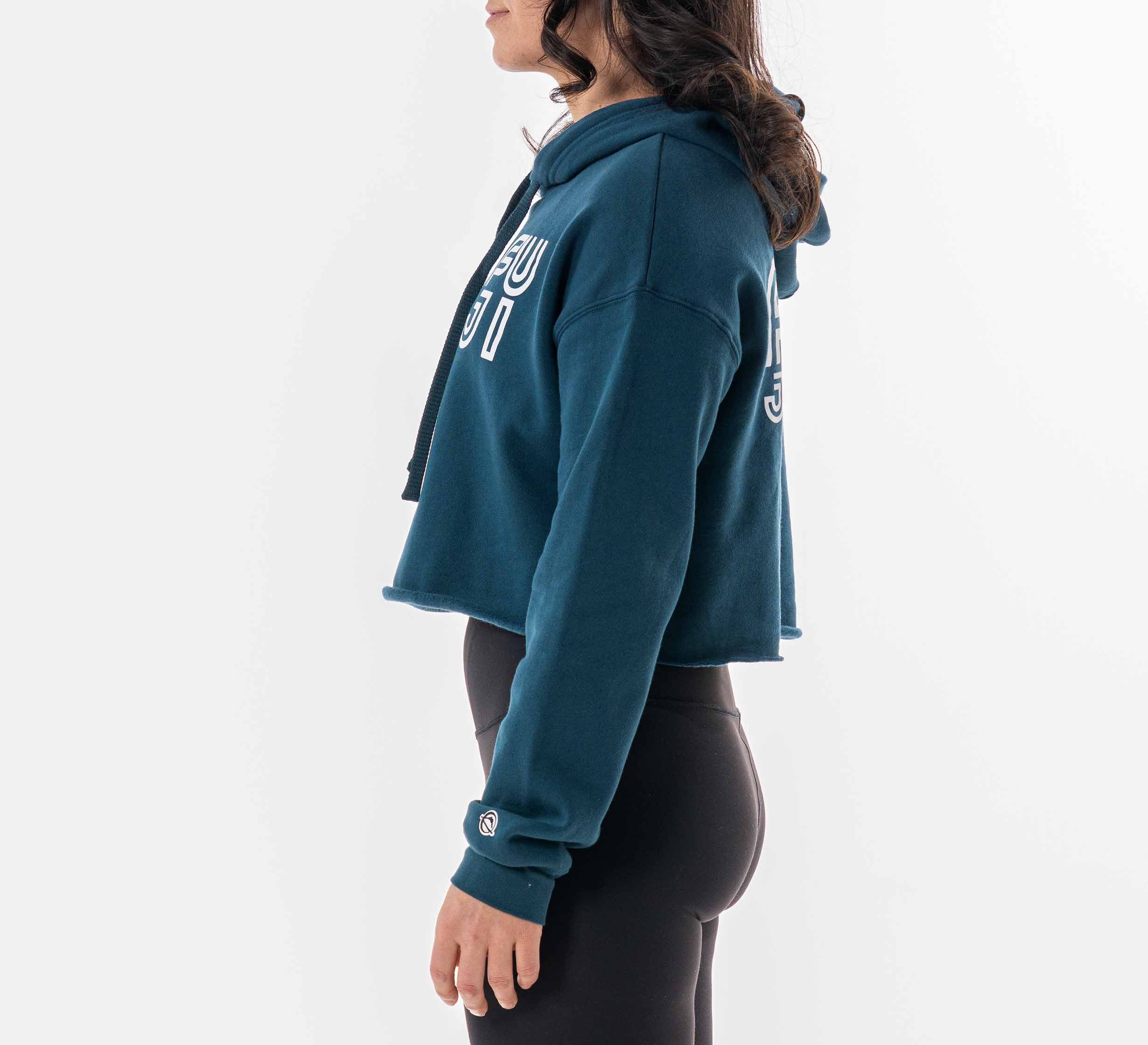 Womens Jiu Jitsu Rally Crop Hoodie Blue