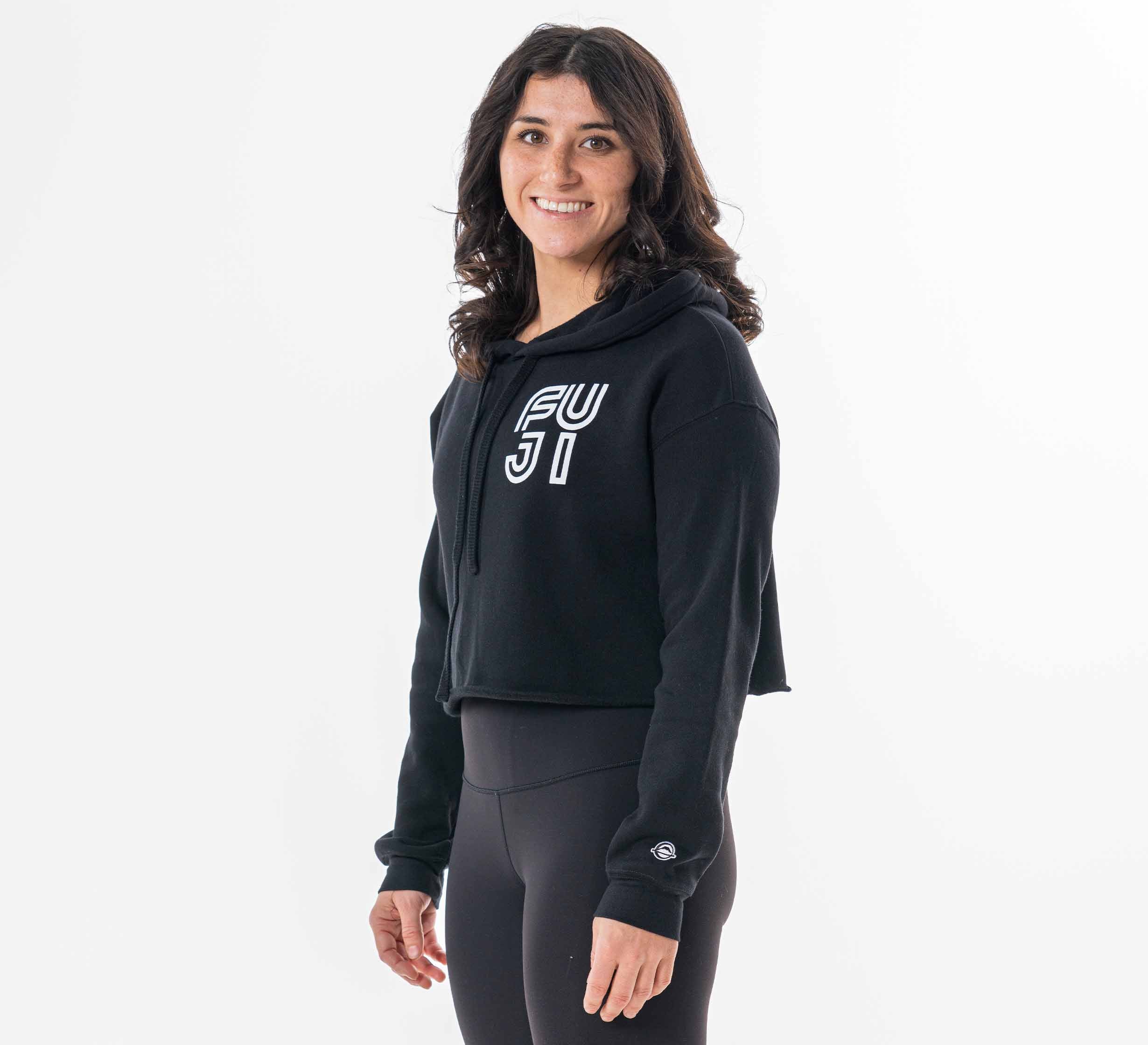 Womens Jiu Jitsu Rally Crop Hoodie Black