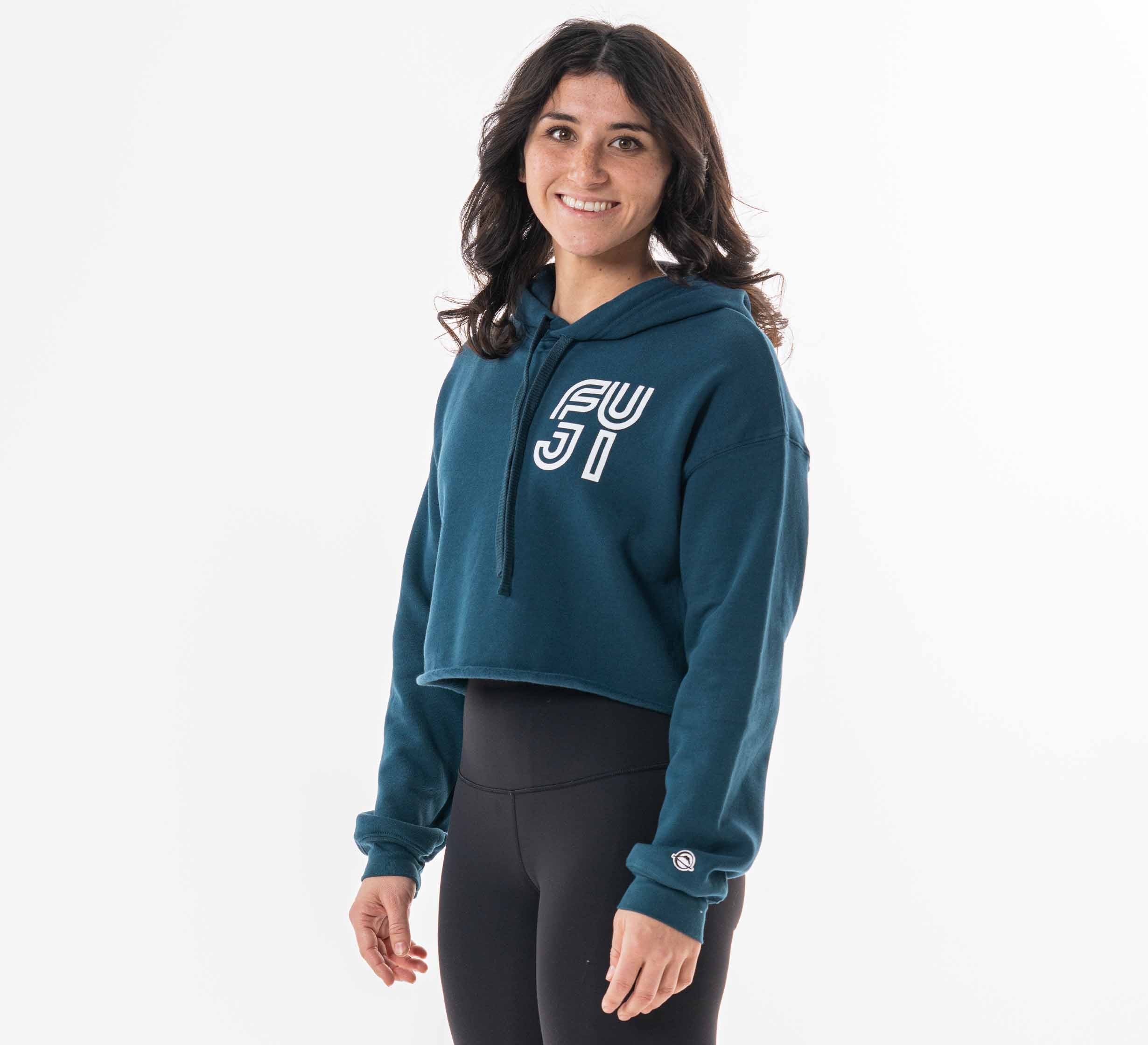 Womens Jiu Jitsu Rally Crop Hoodie Blue