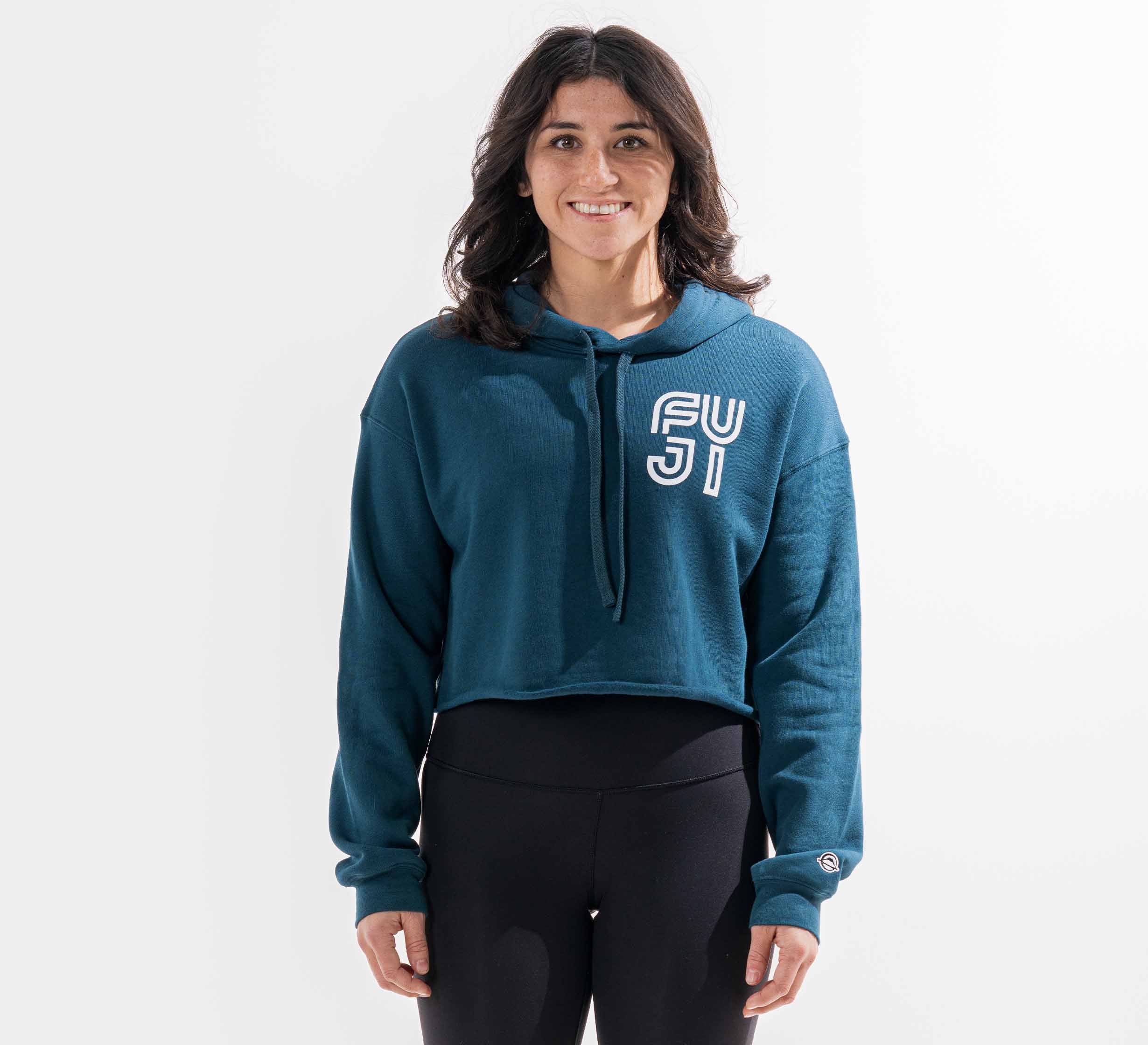 Womens Jiu Jitsu Rally Crop Hoodie Blue