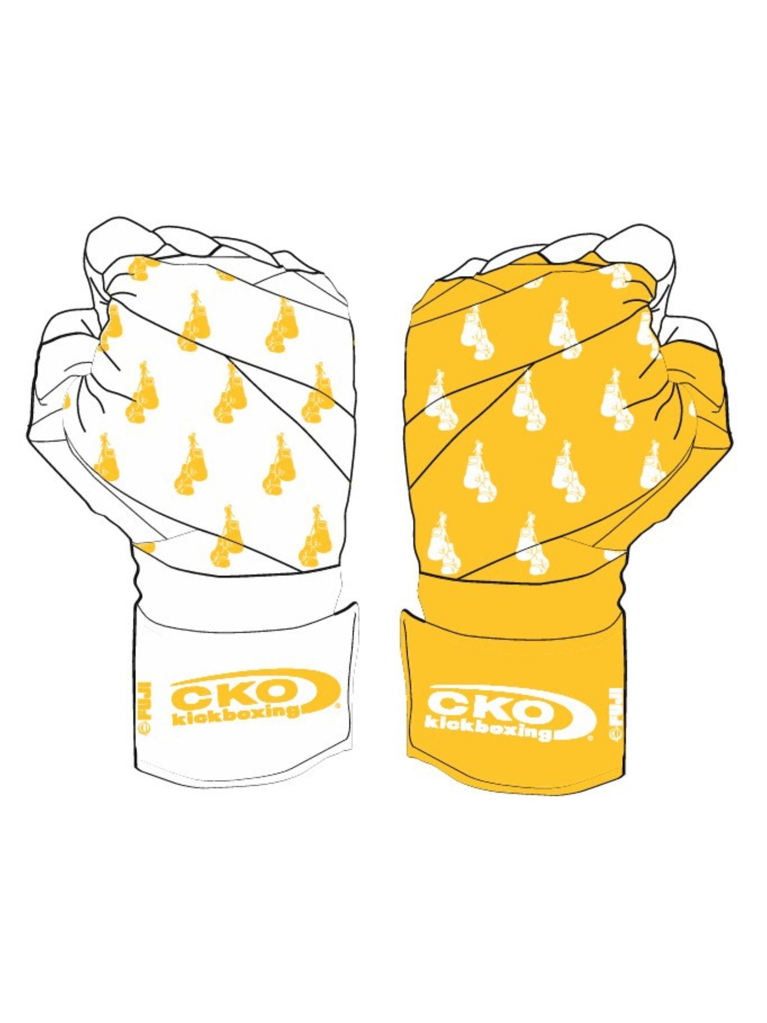 CKO Hand Wraps With Boxing Gloves Yellow