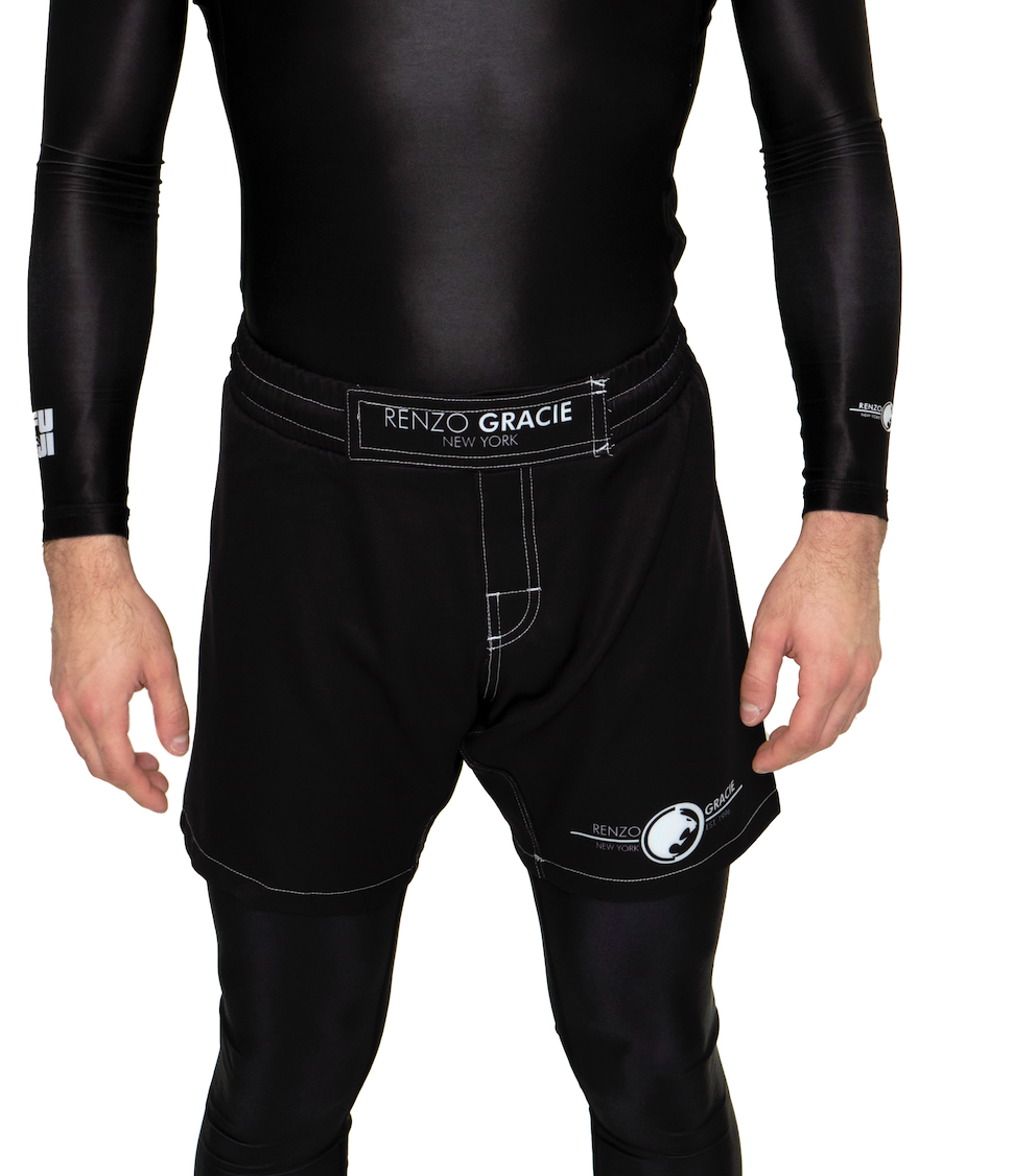 Renzo Gracie Standard Fight Shorts Black - YOUTH