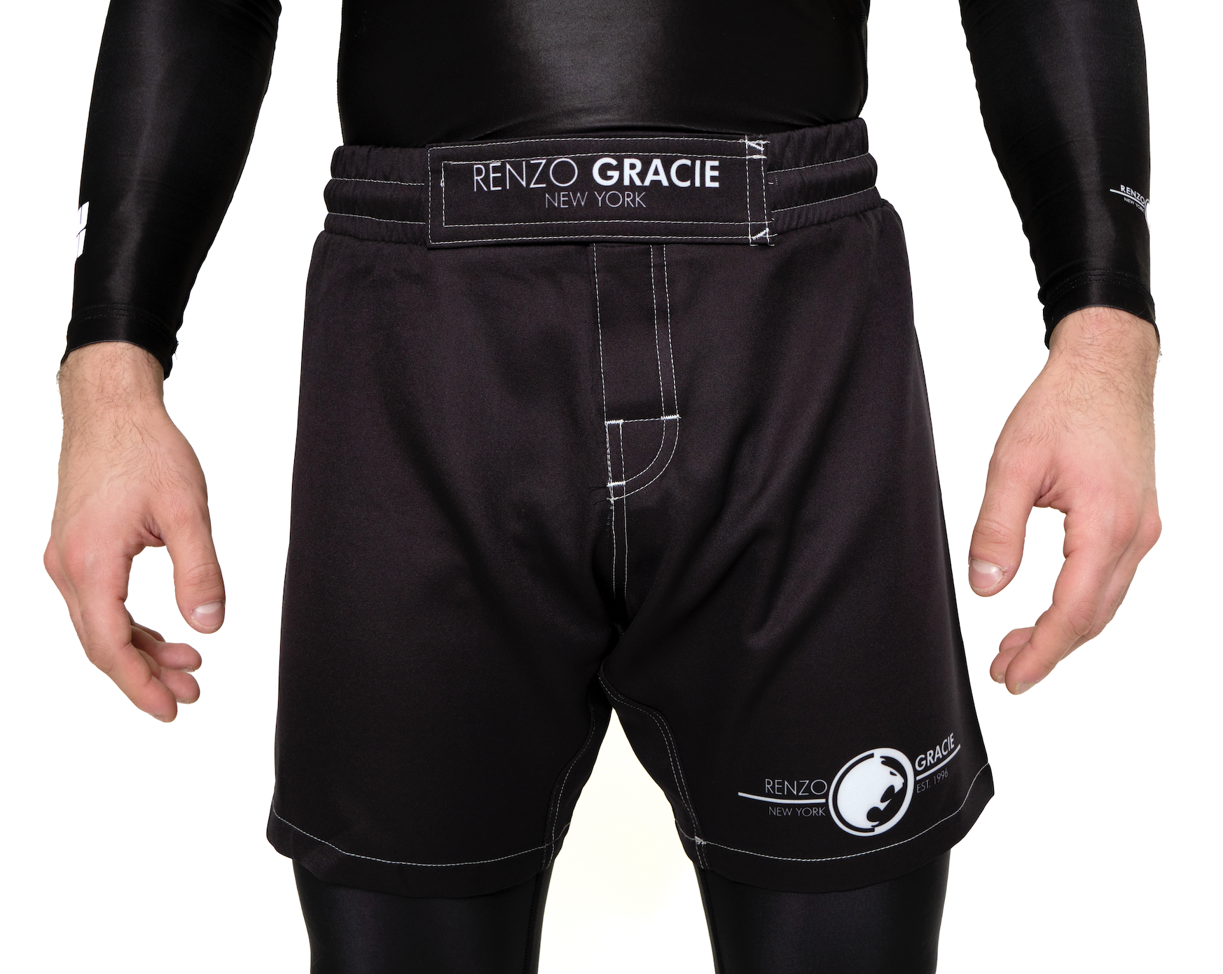 Renzo Gracie Standard Fight Shorts Black - YOUTH