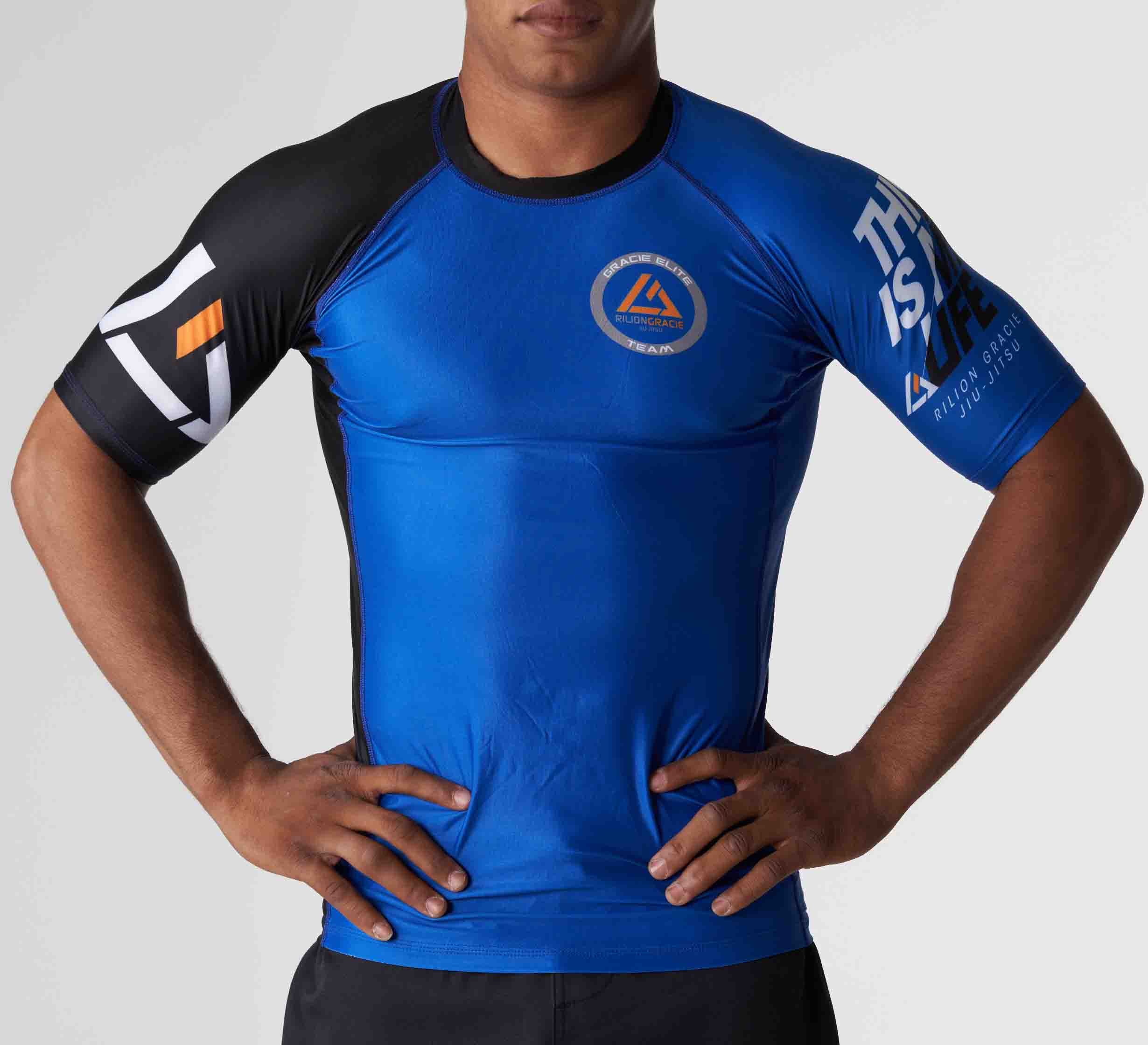 Rilion Gracie Ranked Short Sleeve Rashguard Blue