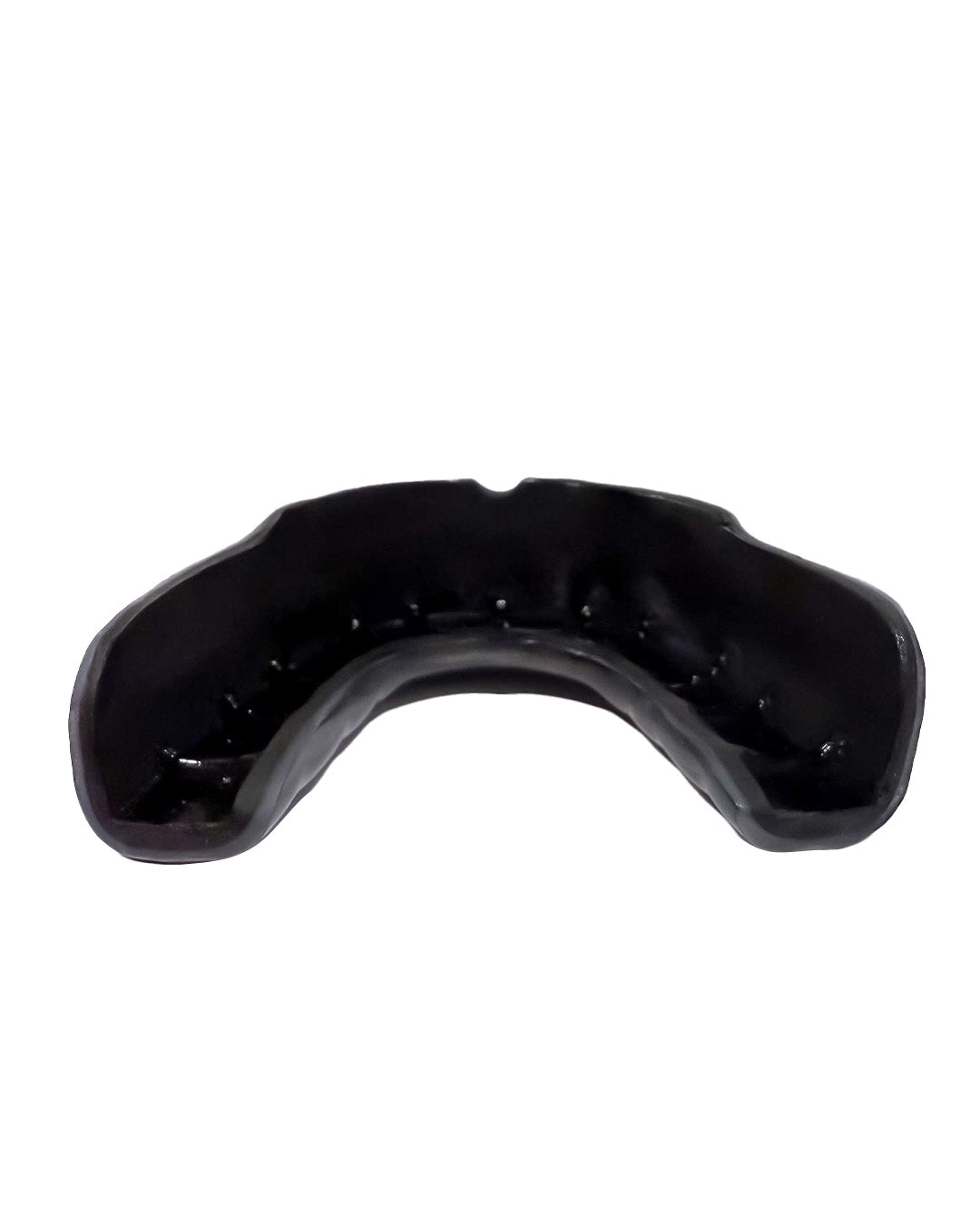 The FUJI Quick Fit Mouth Guard with case – Shadow Stealth, in black and curved to fit the upper teeth, is displayed against a white background.