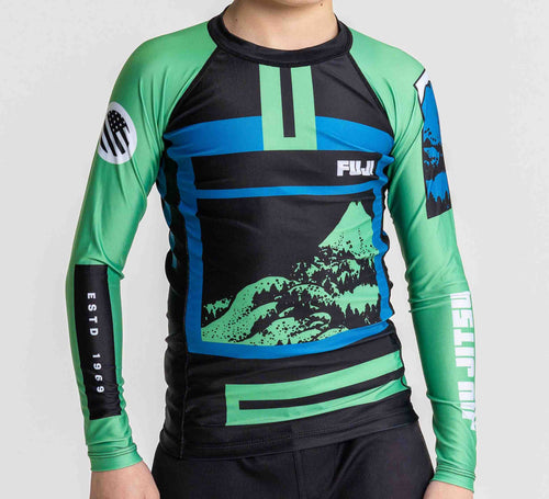 Kids Mt. FUJI Flex Lite Long Sleeve Rashguard Blue/Green