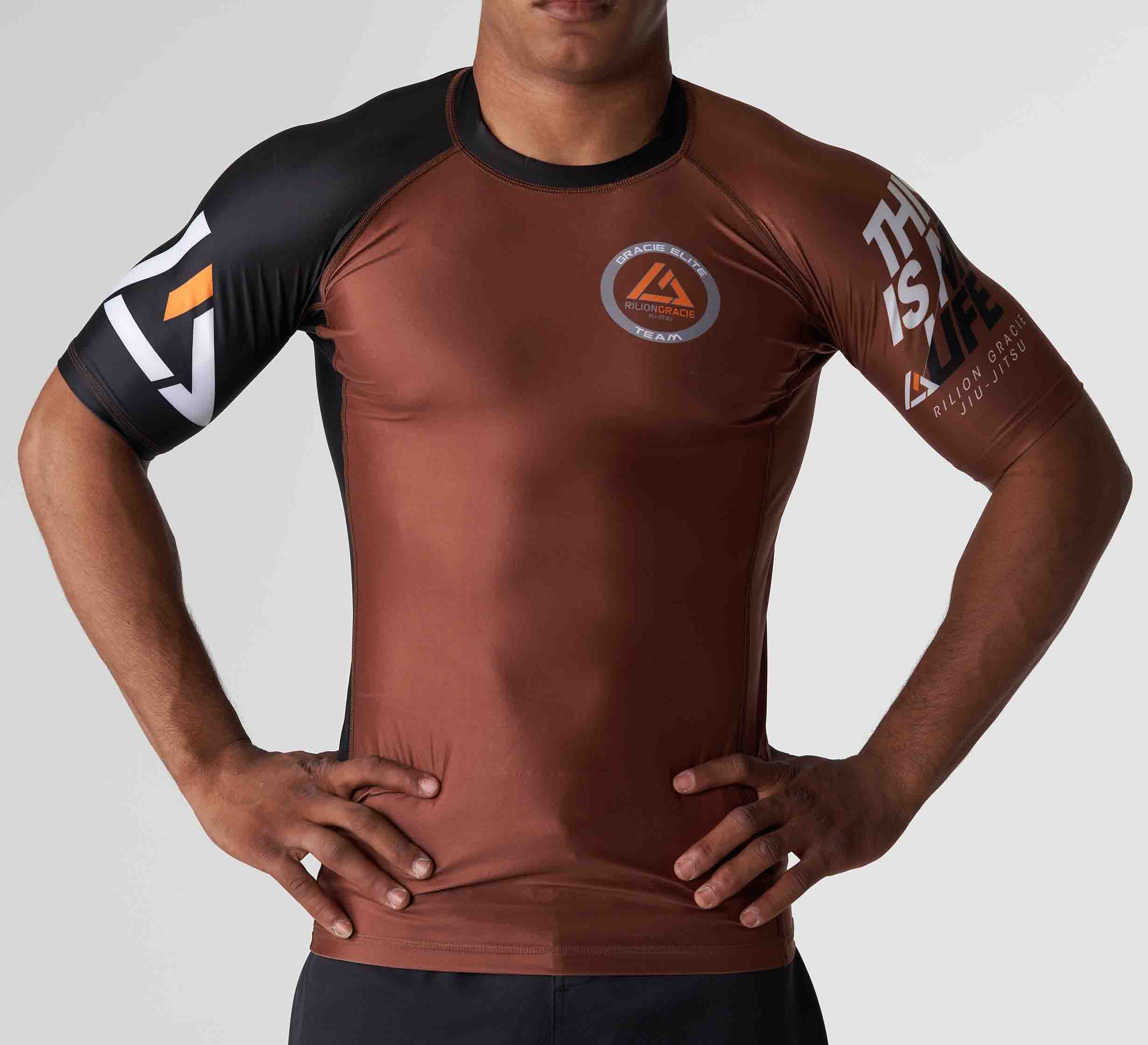 Rilion Gracie Ranked Short Sleeve Rashguard Brown