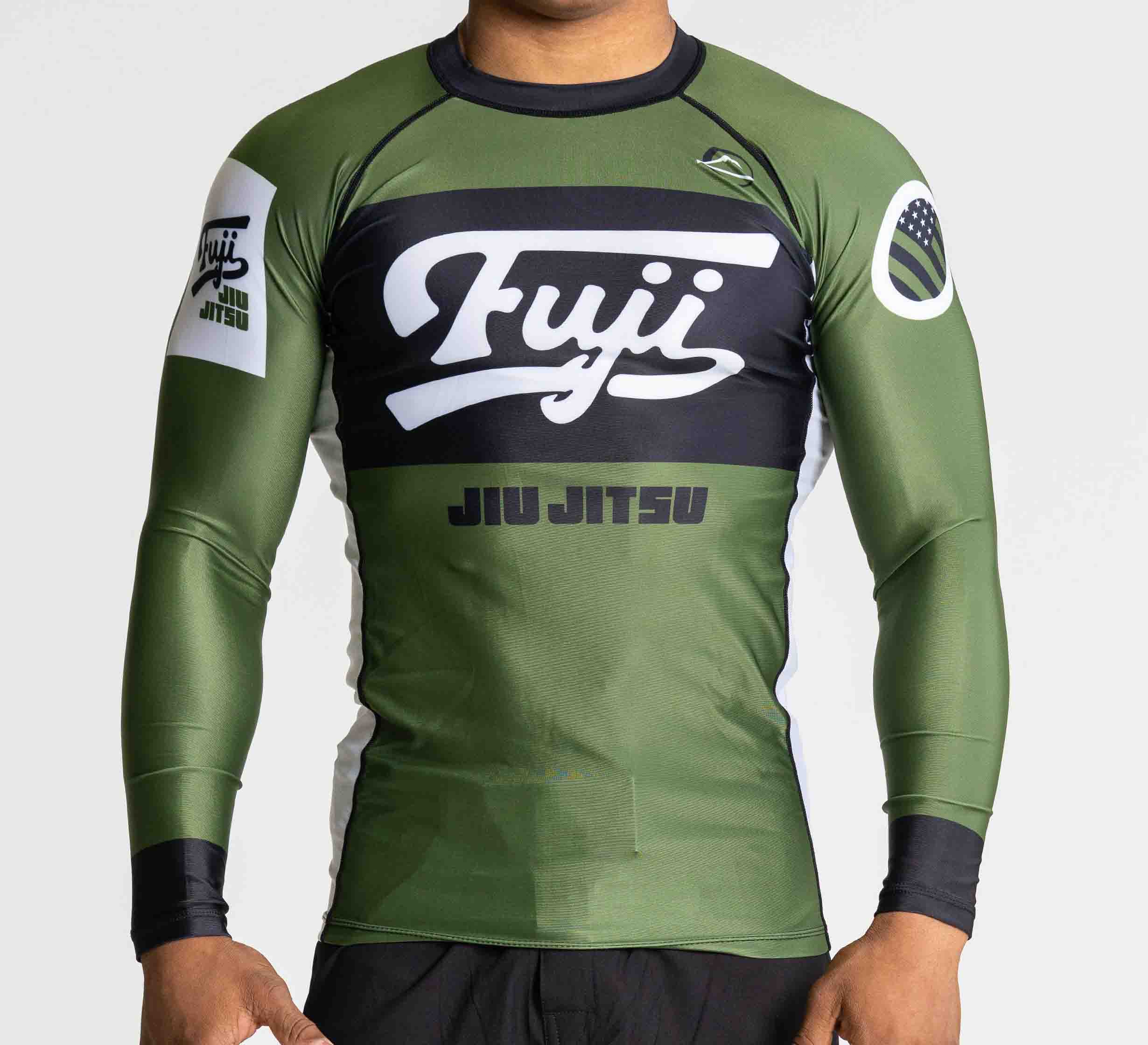 Jiu Jitsu Script Flex Lite Long Sleeve Rashguard Green