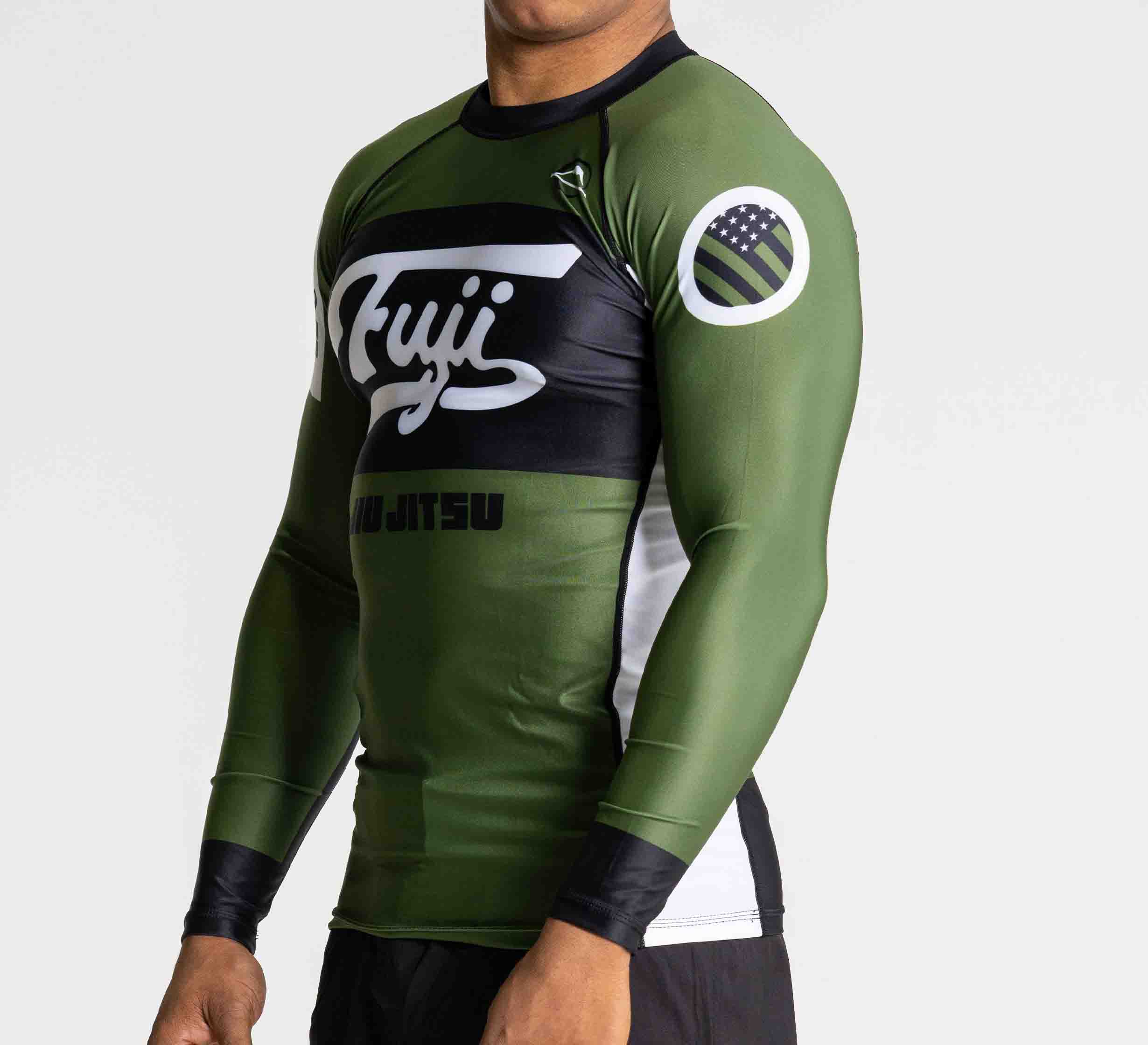 Jiu Jitsu Script Flex Lite Long Sleeve Rashguard Green