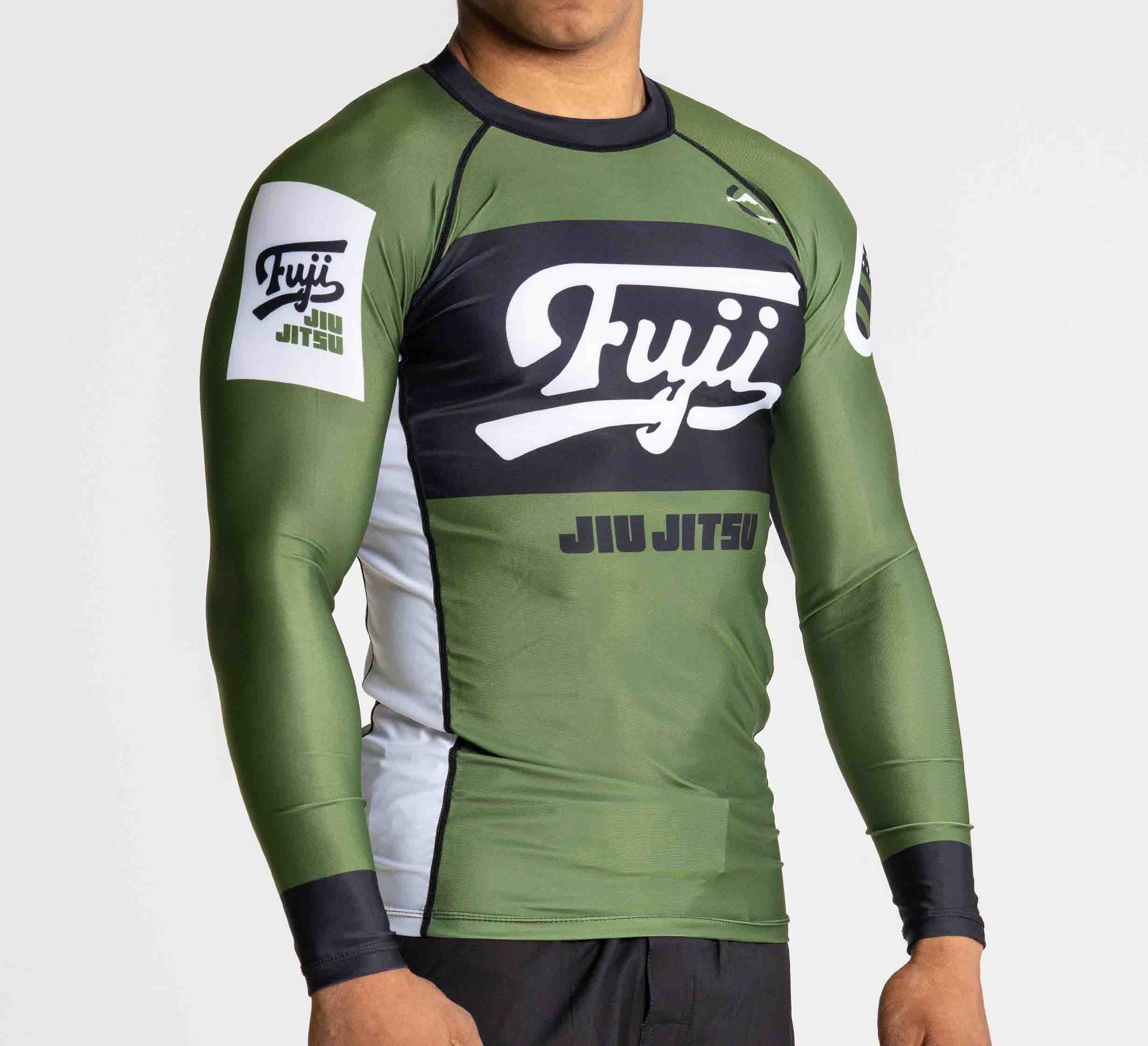 Jiu Jitsu Script Flex Lite Long Sleeve Rashguard Green