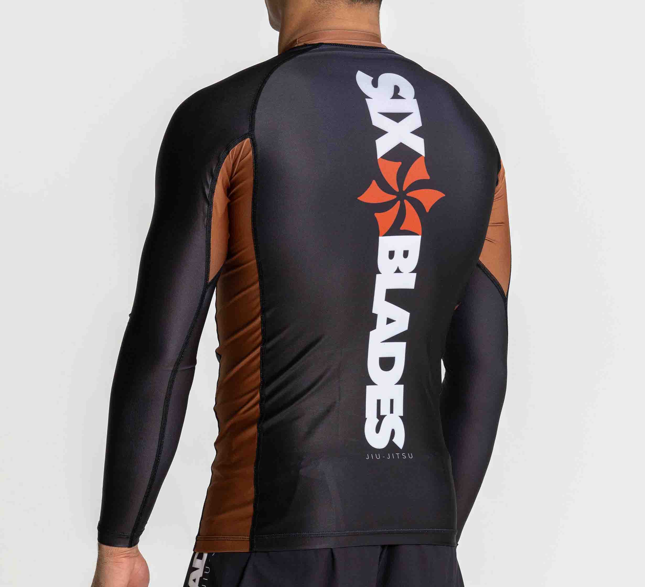 Six Blades Long Sleeve Rashguard Brown