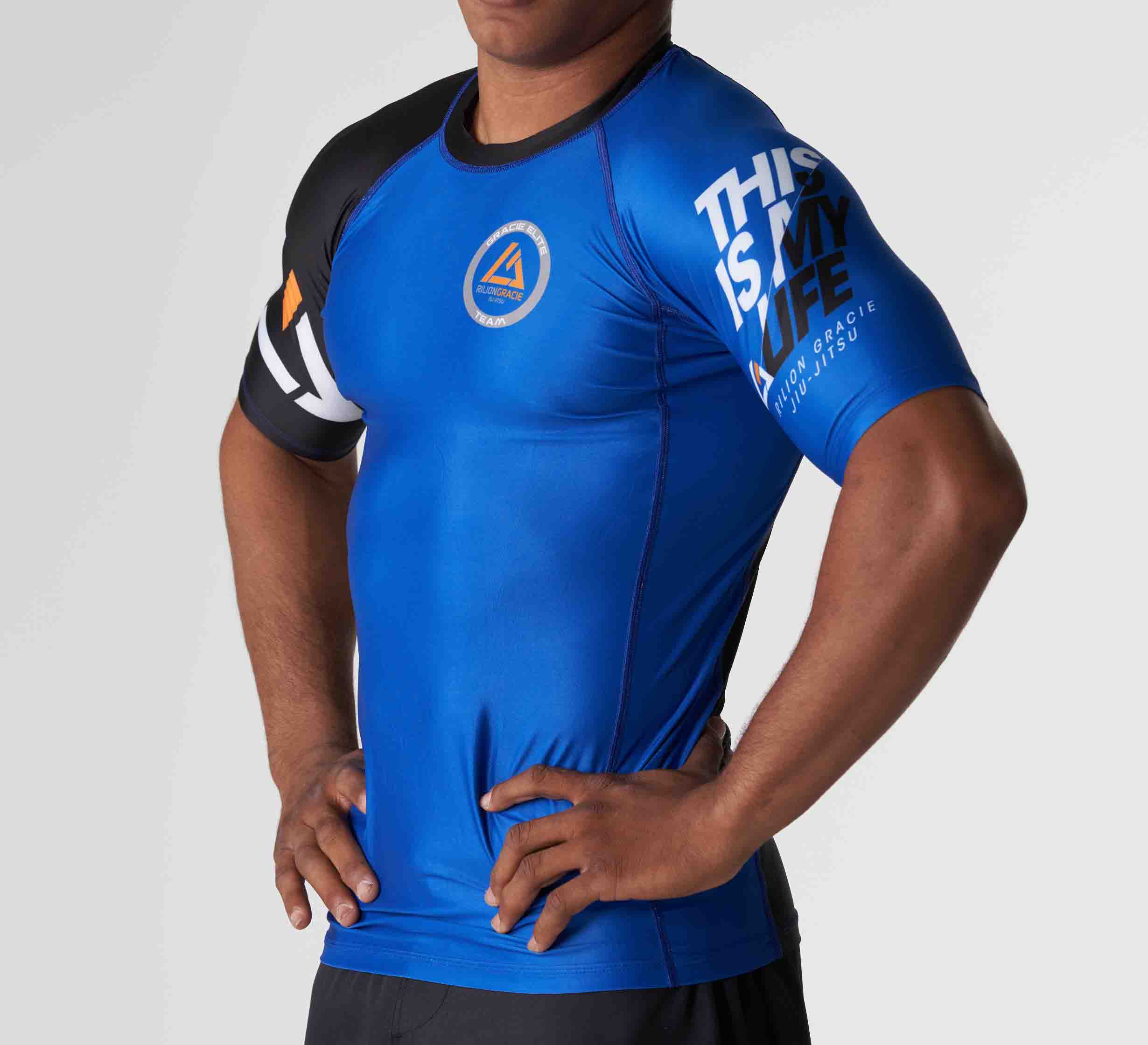 Rilion Gracie Ranked Short Sleeve Rashguard Blue