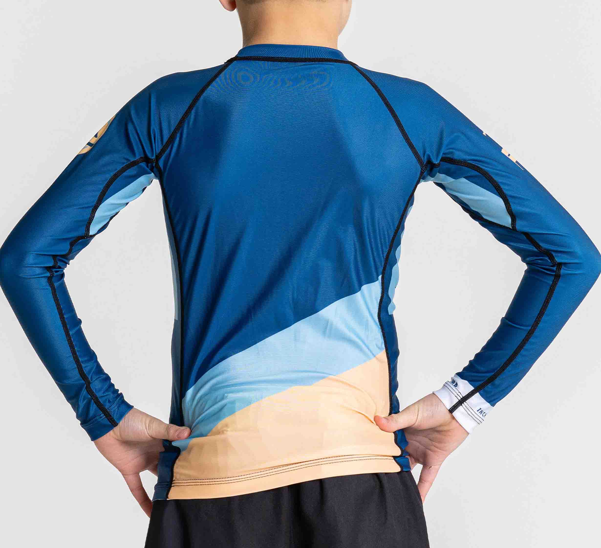 Kids Pacer Flex Lite Long Sleeve Rashguard Blue/Gold