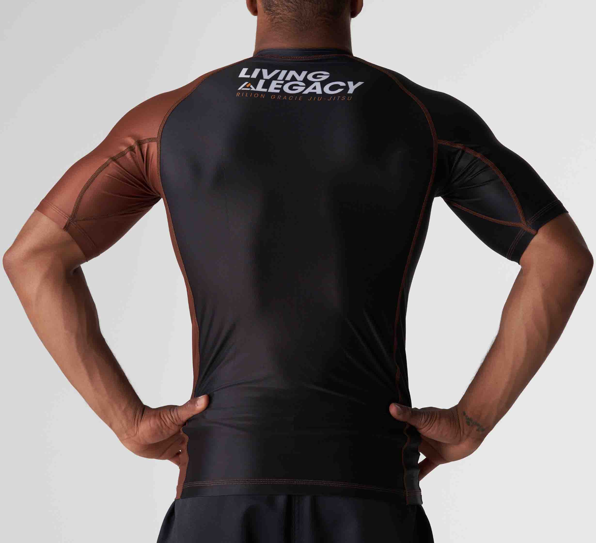 Rilion Gracie Ranked Short Sleeve Rashguard Brown