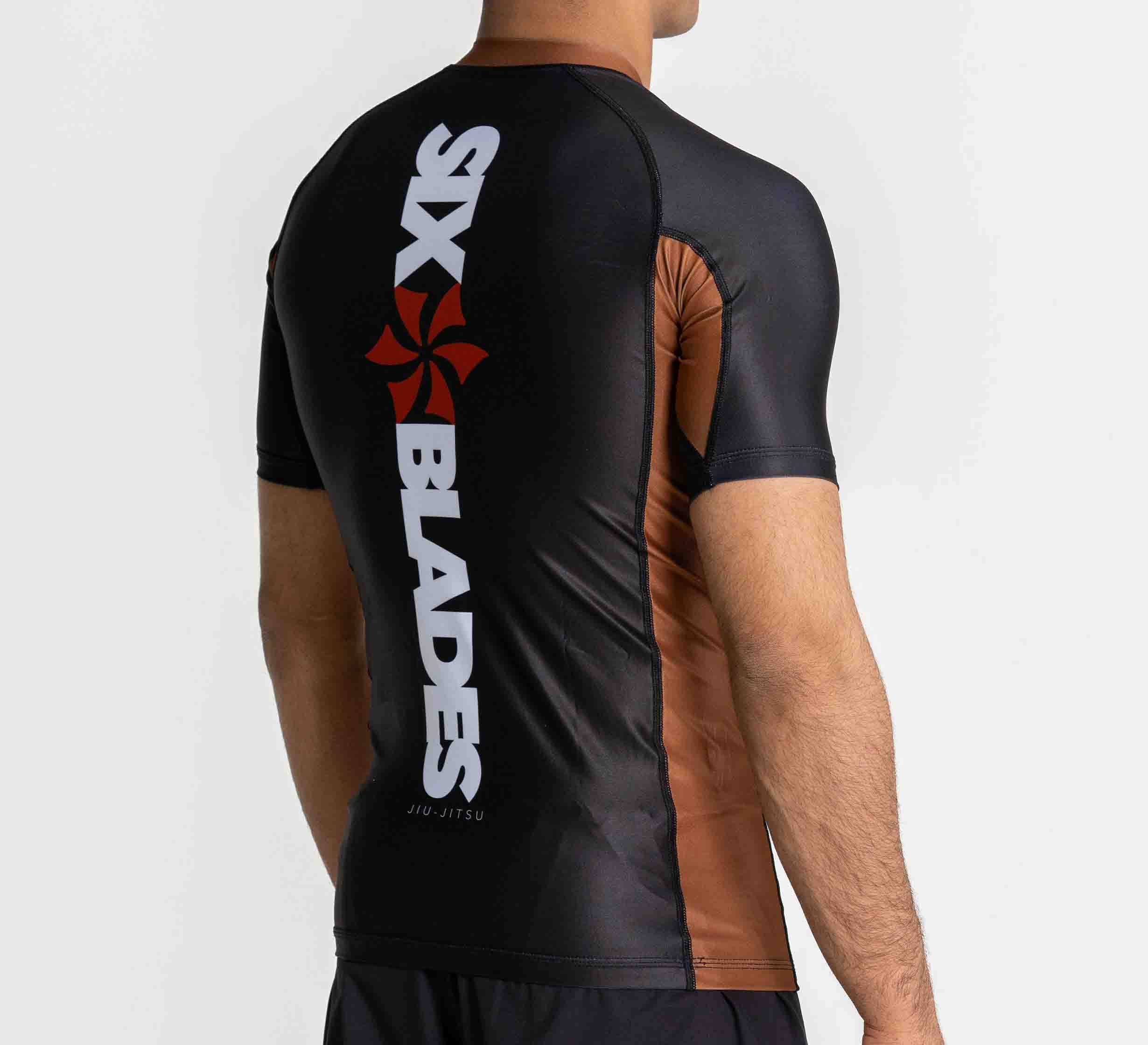 Six Blades Short Sleeve Rashguard Brown