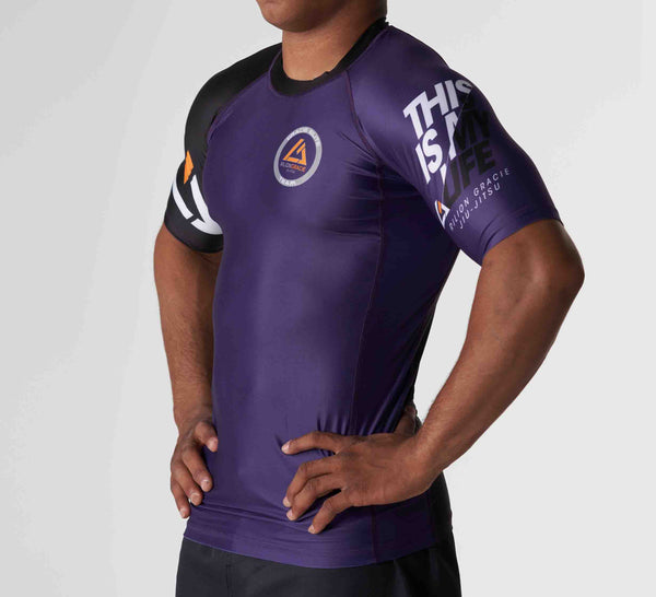 Rilion Gracie Ranked Short Sleeve Rashguard Purple