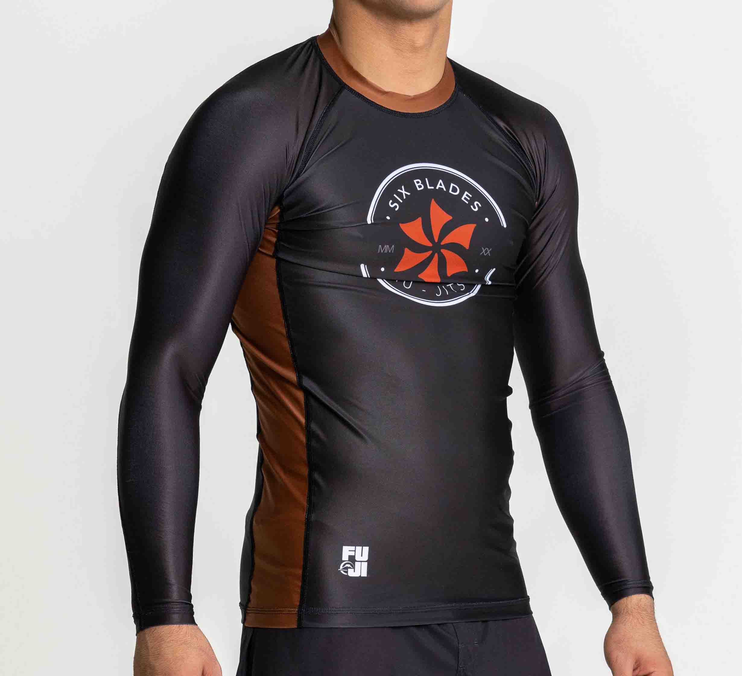 Six Blades Long Sleeve Rashguard Brown