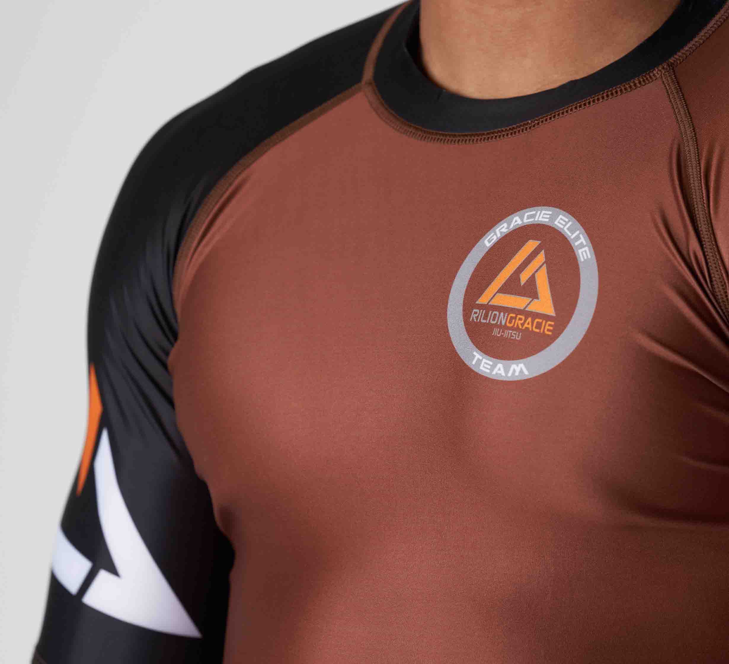 Rilion Gracie Ranked Short Sleeve Rashguard Brown