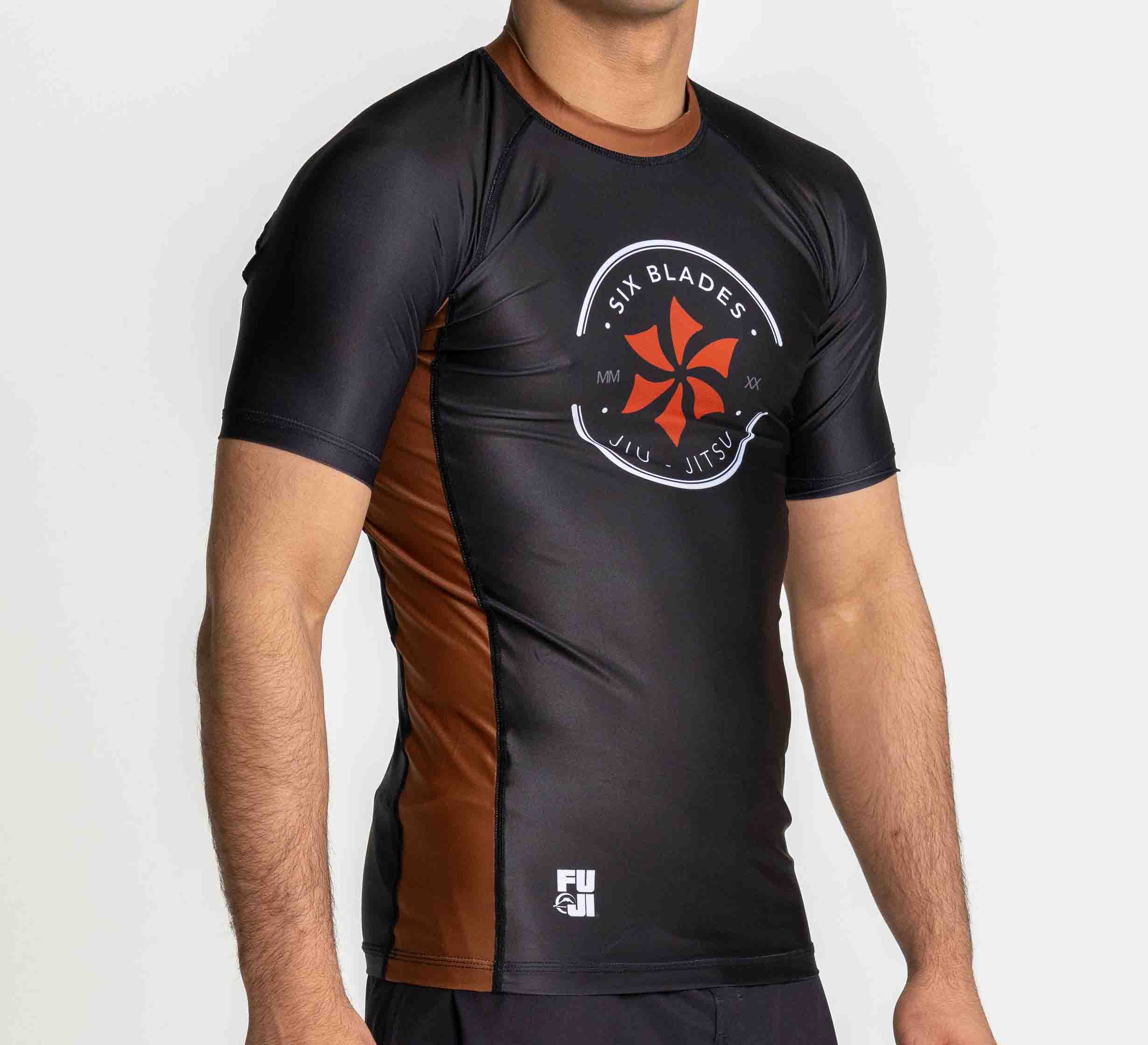 Six Blades Short Sleeve Rashguard Brown