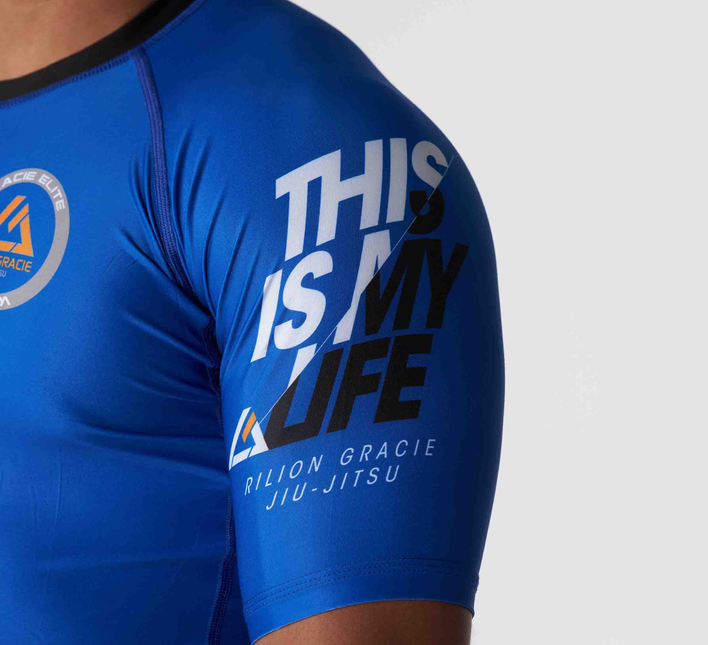 Rilion Gracie Ranked Short Sleeve Rashguard Blue