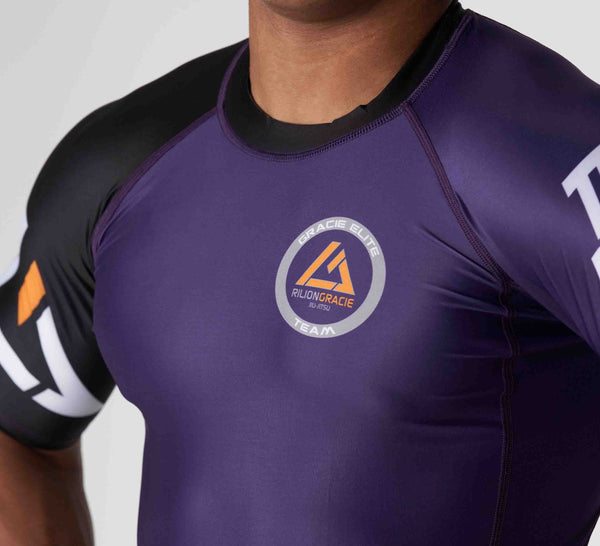 Rilion Gracie Ranked Short Sleeve Rashguard Purple