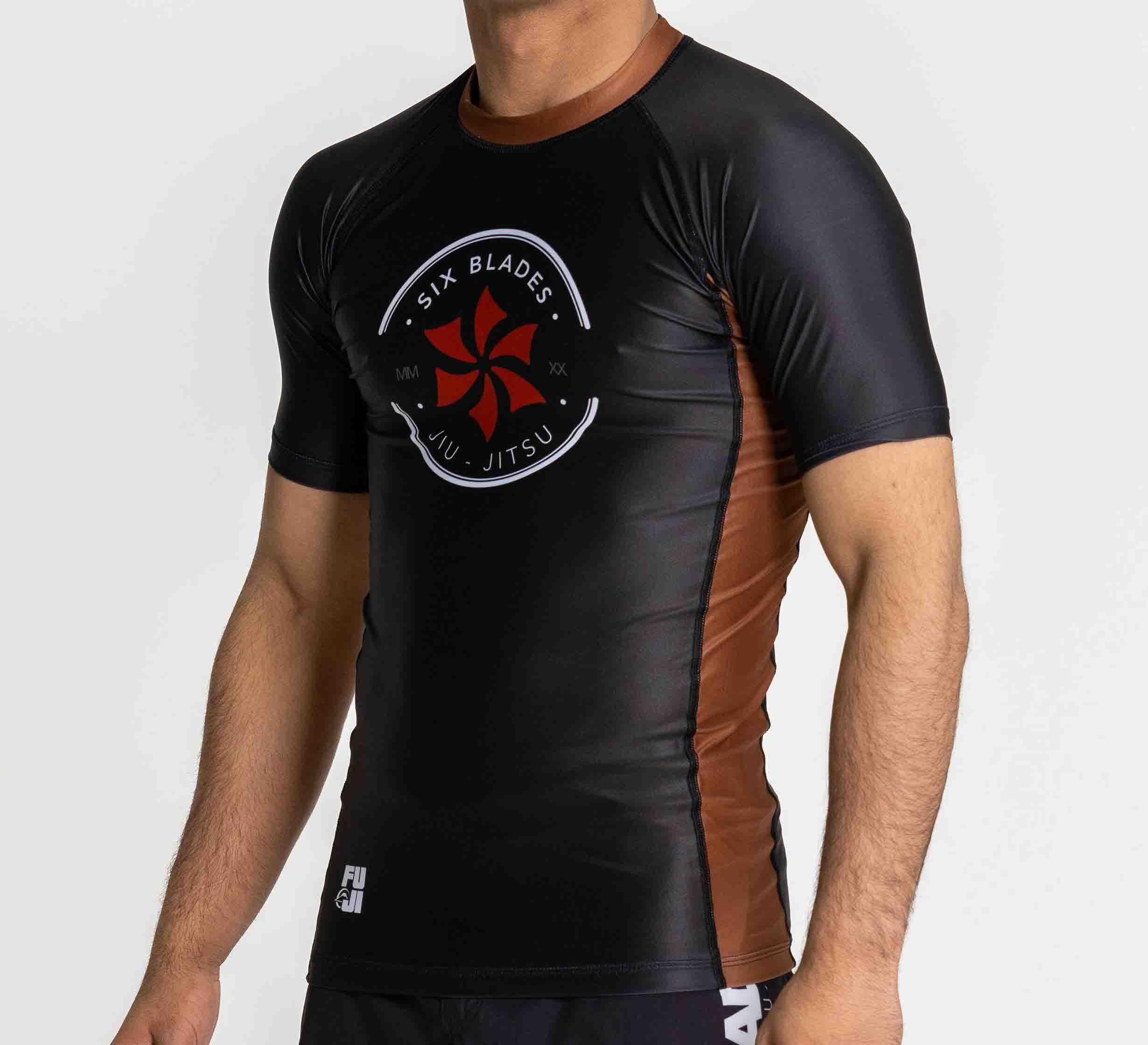 Six Blades Short Sleeve Rashguard Brown