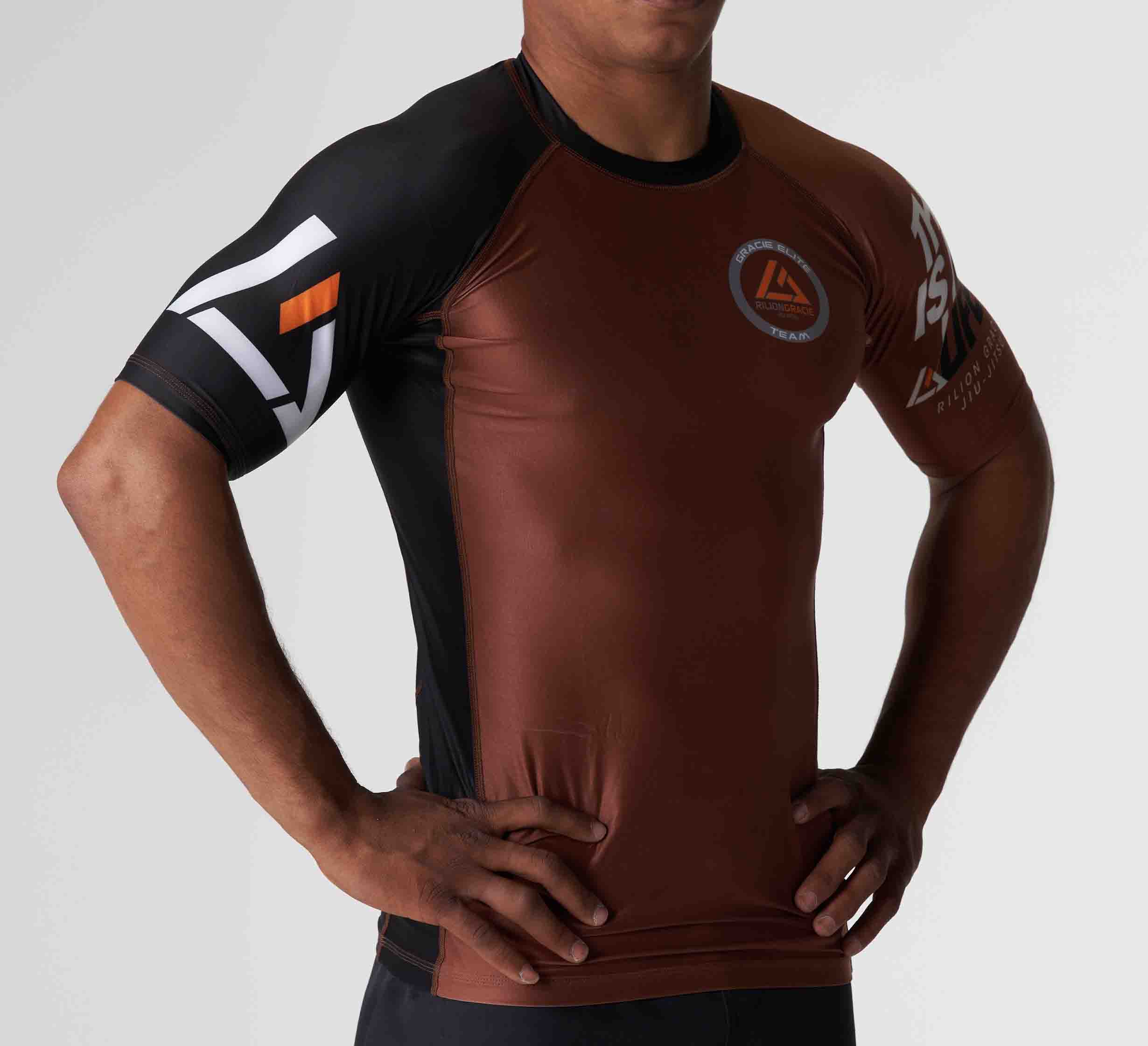 Rilion Gracie Ranked Short Sleeve Rashguard Brown