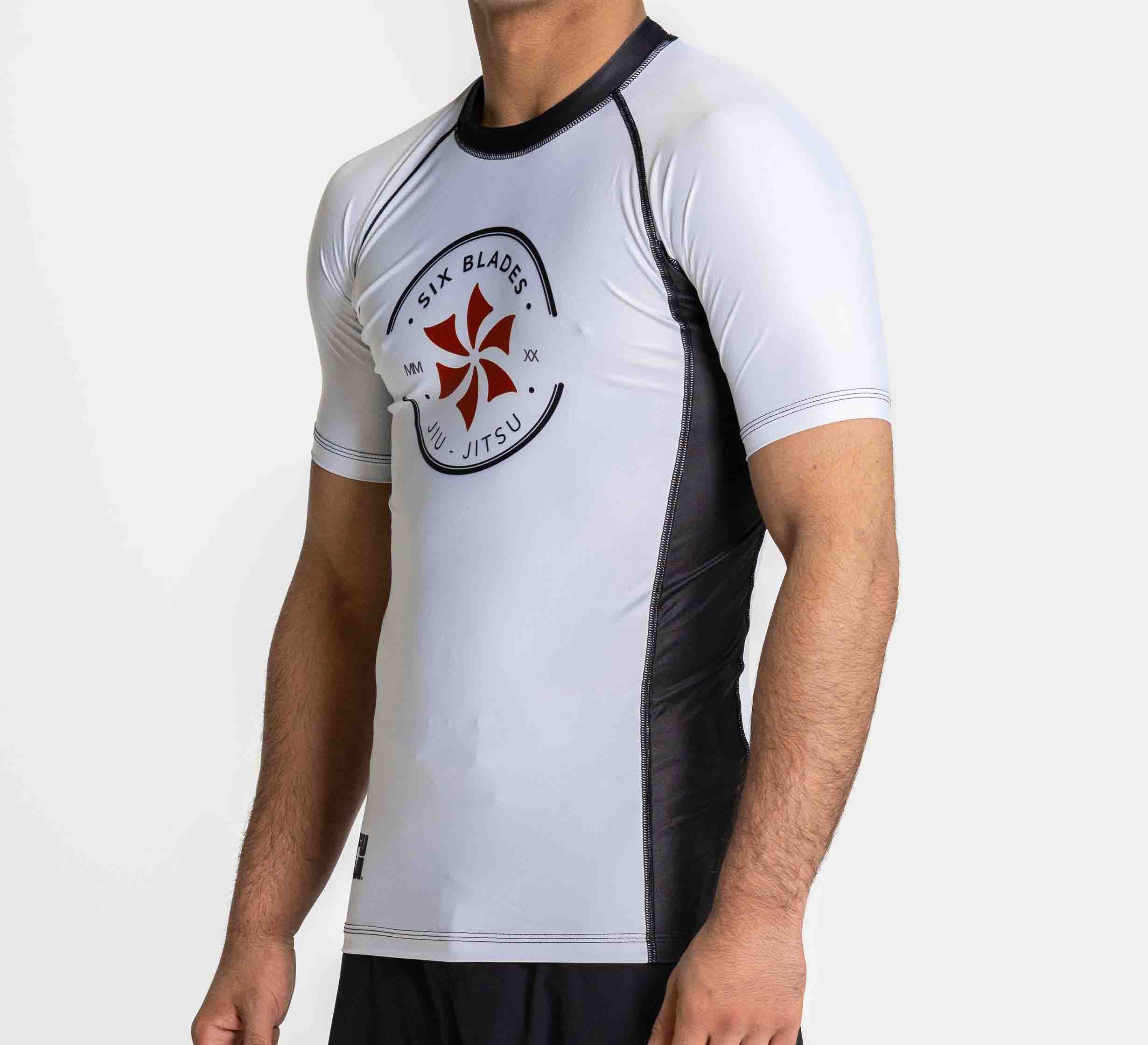 Kids Six Blades Short Sleeve Rashguard White