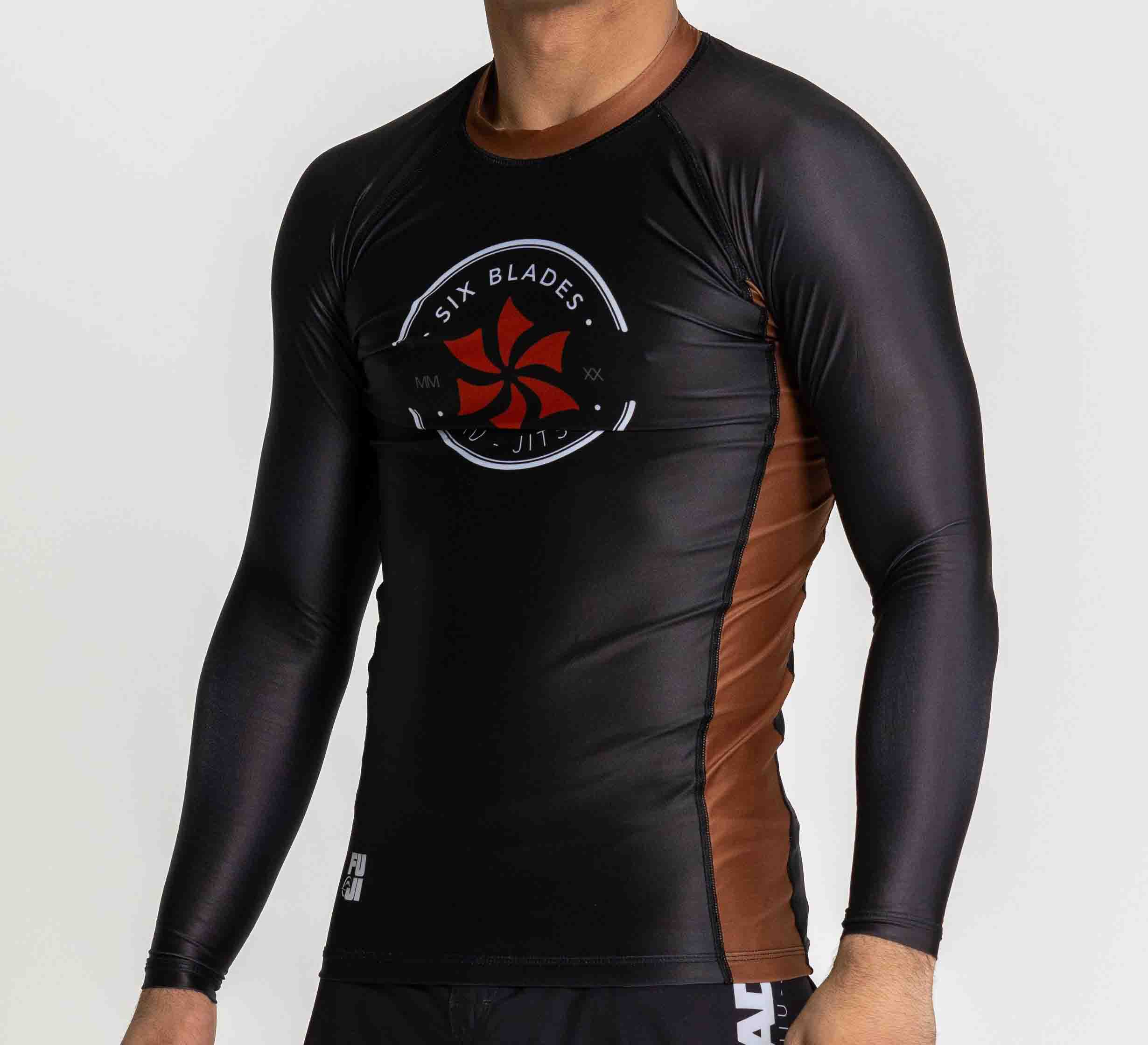 Six Blades Long Sleeve Rashguard Brown