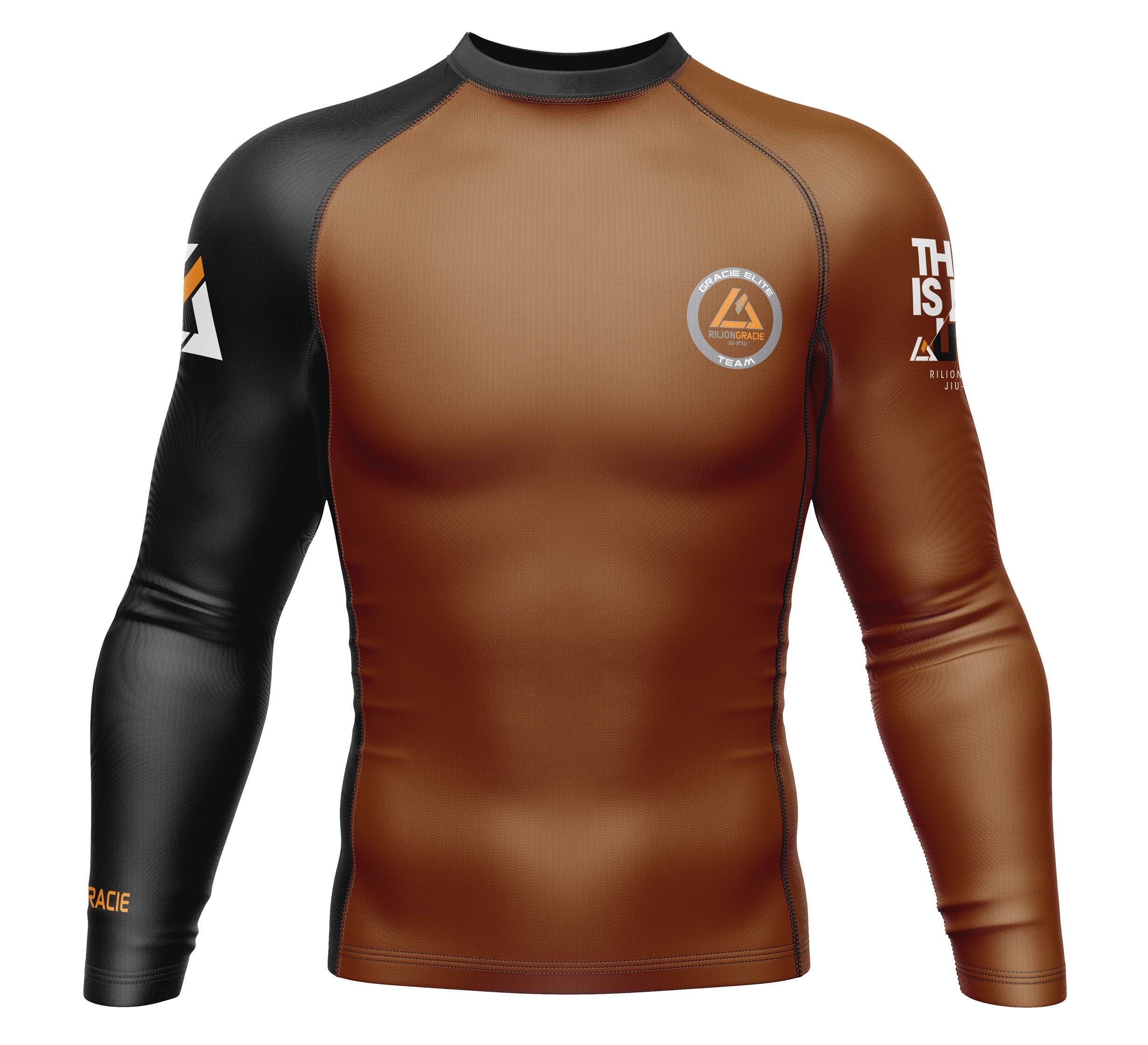 Rilion Gracie Long Sleeve Ranked Rashguard Brown