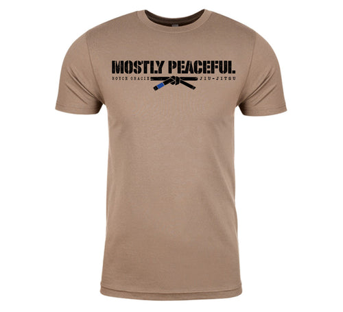 Royce Gracie Mostly Peaceful T-Shirt Tan