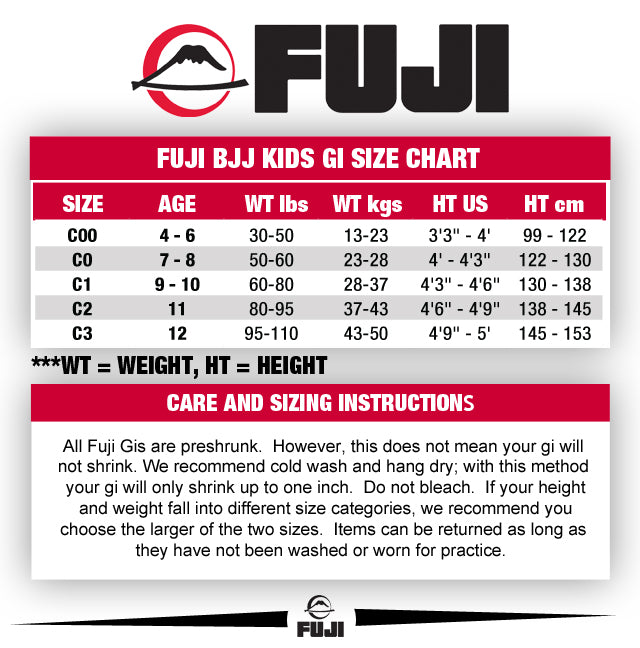 Fuji Size Charts FUJI Sports