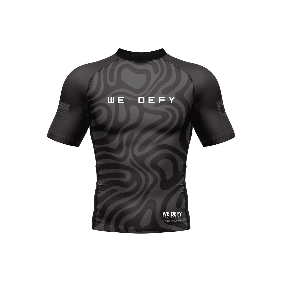 Flow Rider Rash Guard We Defy Short Sleeve Youth Flow Rashguard Black