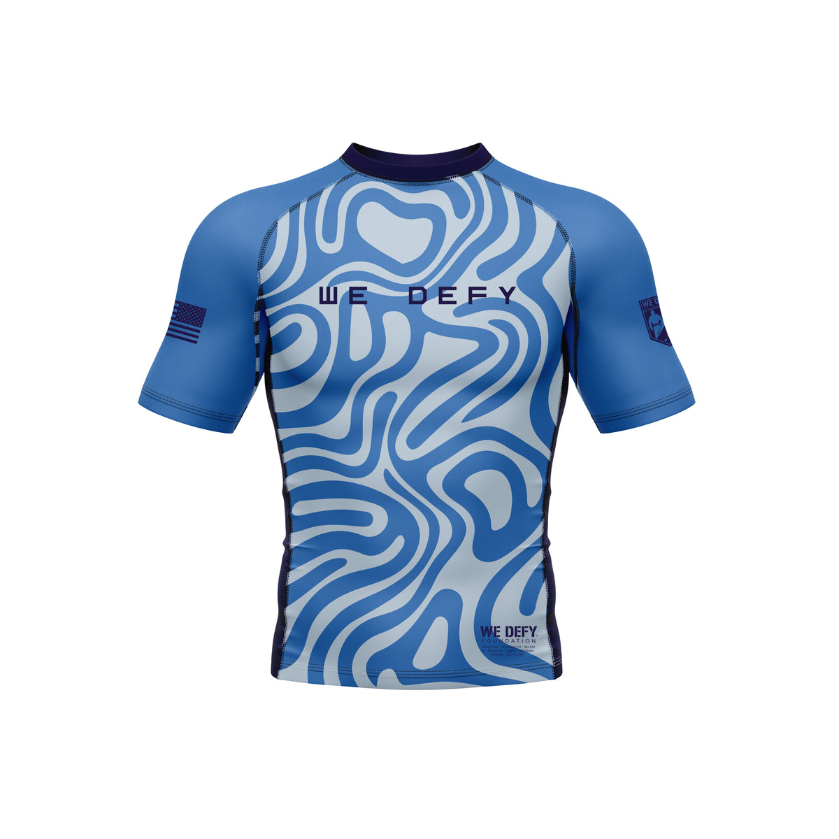 We Defy Short Sleeve Youth Flow Rashguard Blue