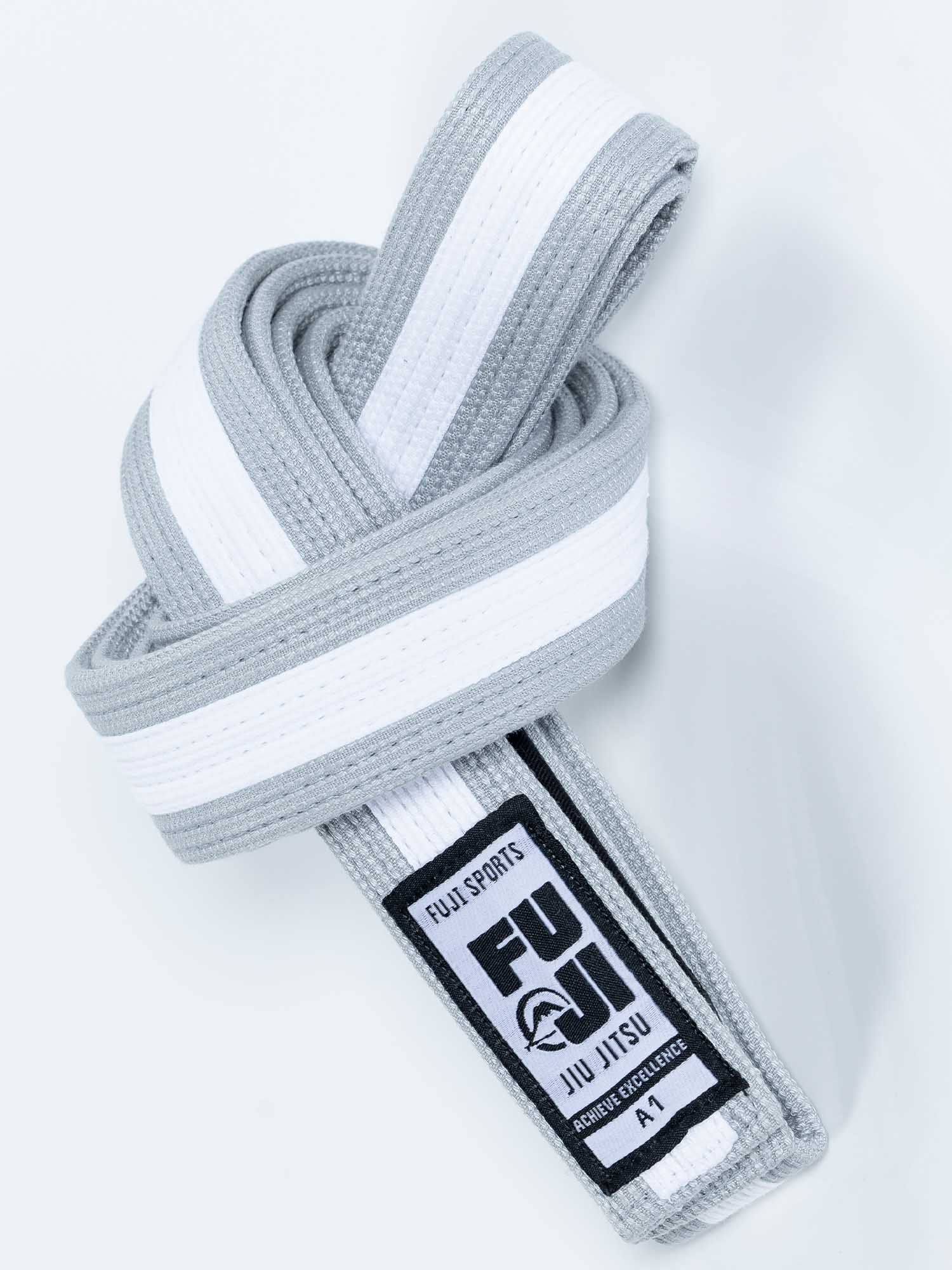 Kids Pearl Weave BJJ Belt Grey White