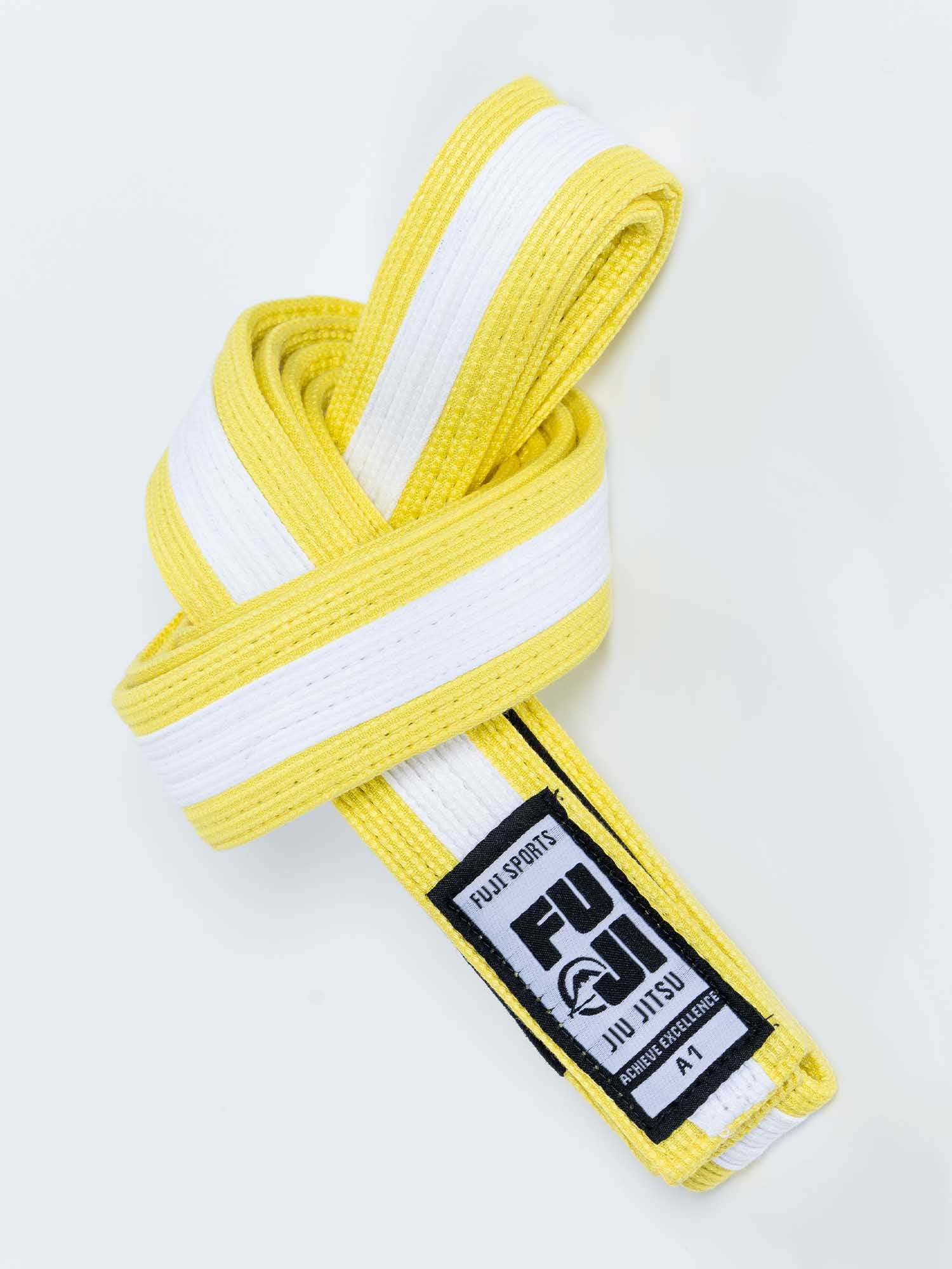 Kids Pearl Weave BJJ Belt Yellow White