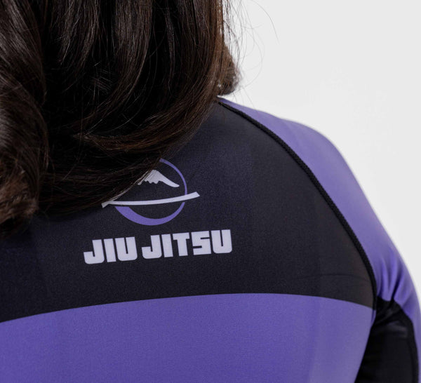 Womens Jiu Jitsu Script Flex Lite Long Sleeve Rashguard Purple
